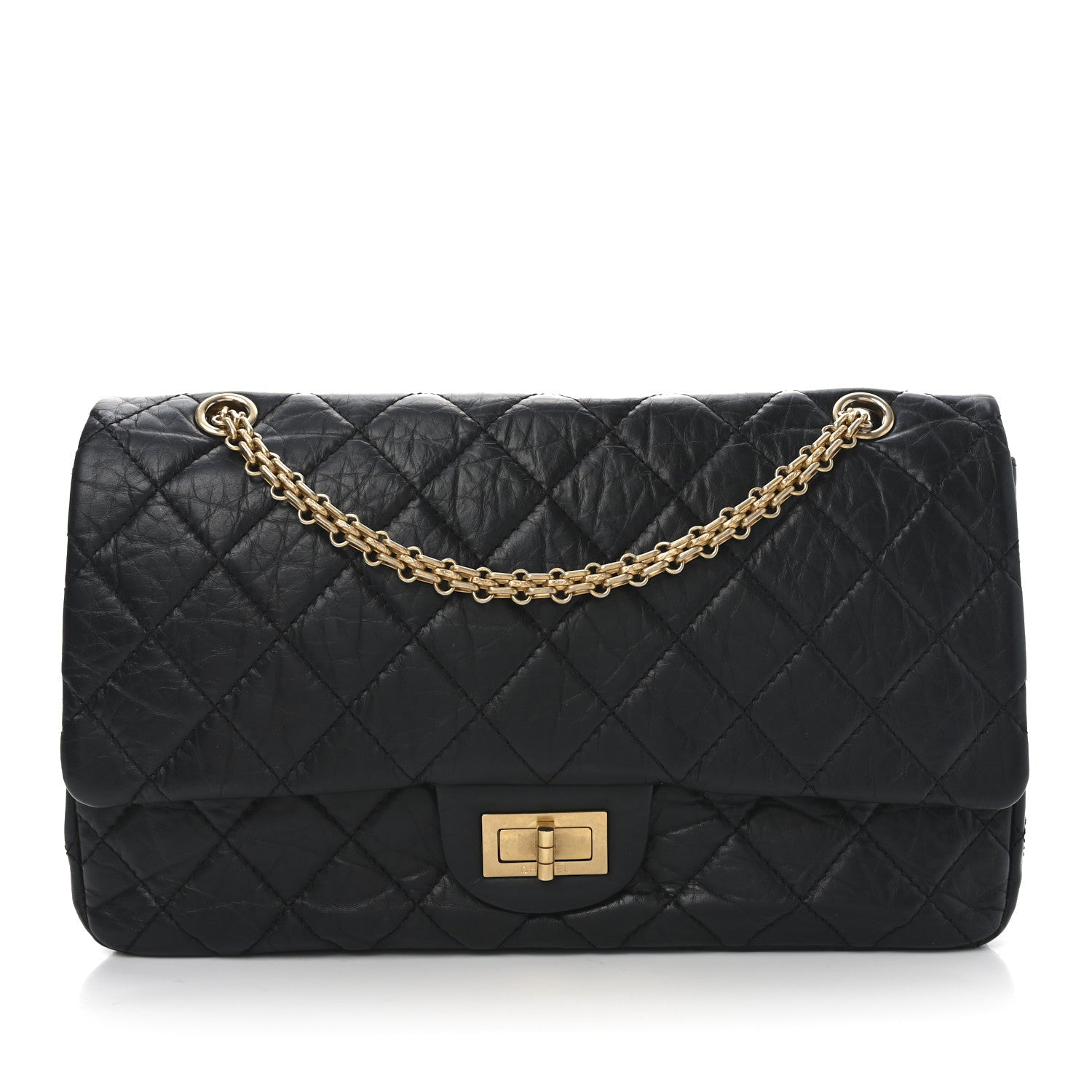 Aged Calfskin Quilted 2.55 Reissue 227 Flap Black