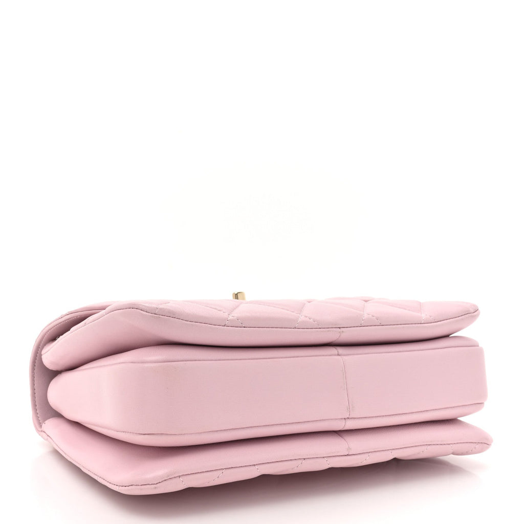 Lambskin Quilted Small Trendy CC Flap Dual Handle Bag Light Pink