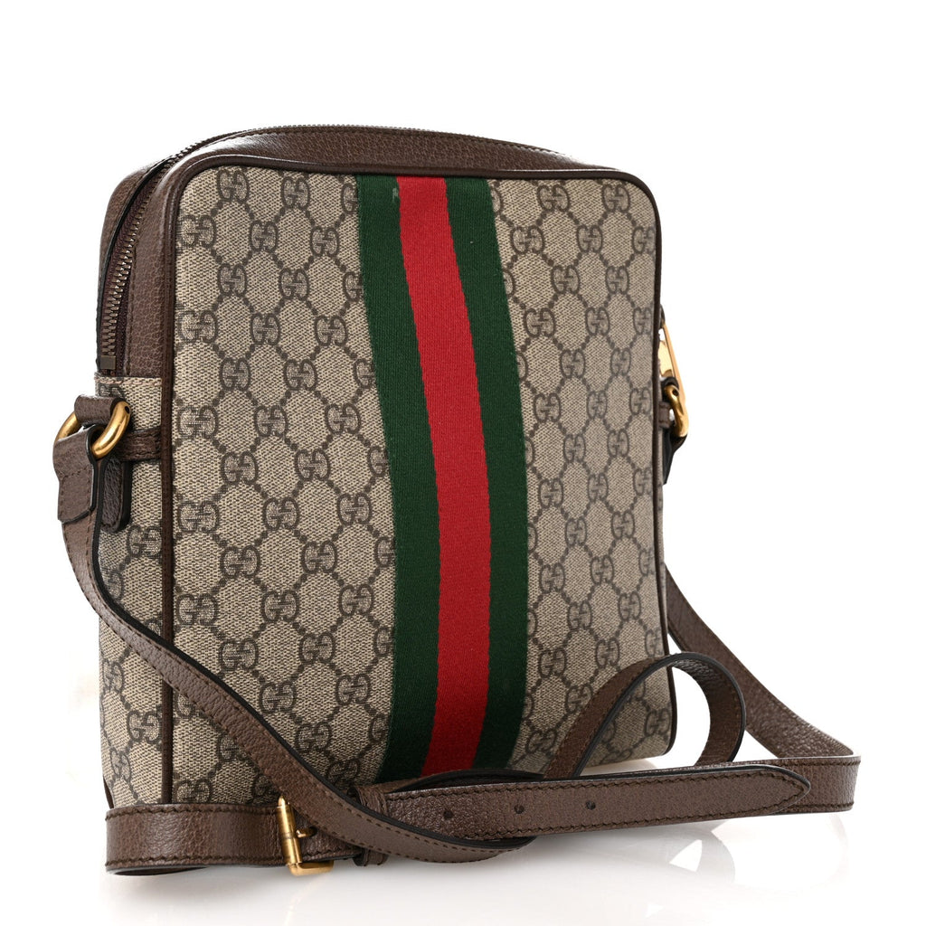 GG Supreme Monogram Web Small Ophidia Messenger Bag Brown