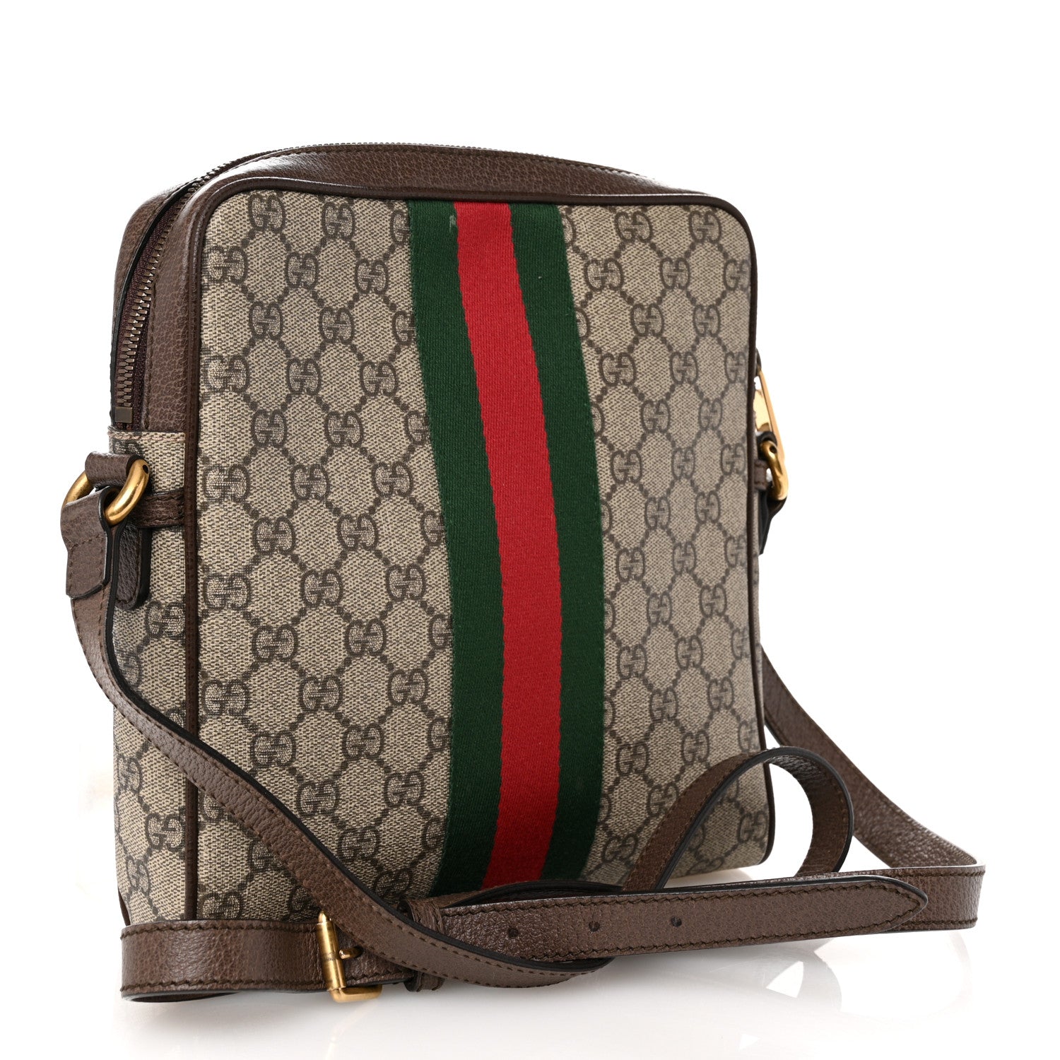 GG Supreme Monogram Web Small Ophidia Messenger Bag Brown