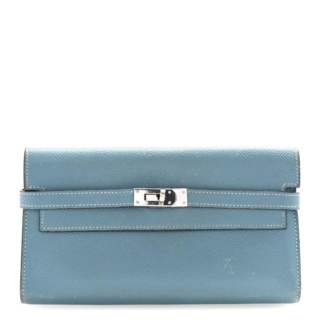 Epsom Kelly Longue Wallet Blue Jean