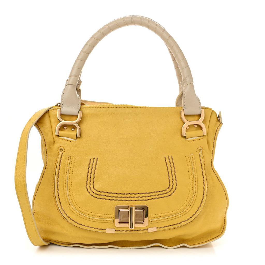 Calfskin Medium Marcie Lock Satchel Mimosa