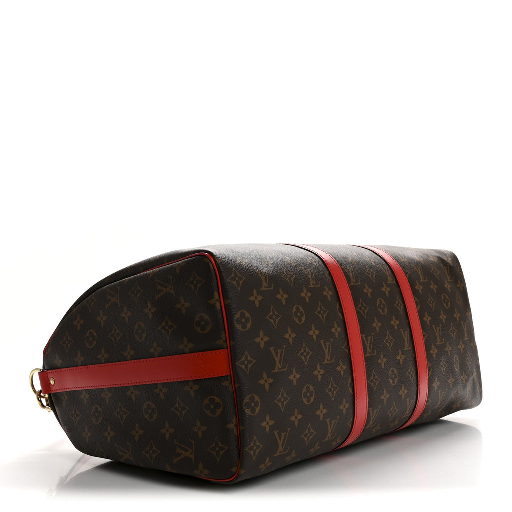 Calfskin Monogram Keepall Bandouliere 50 Coquelicot