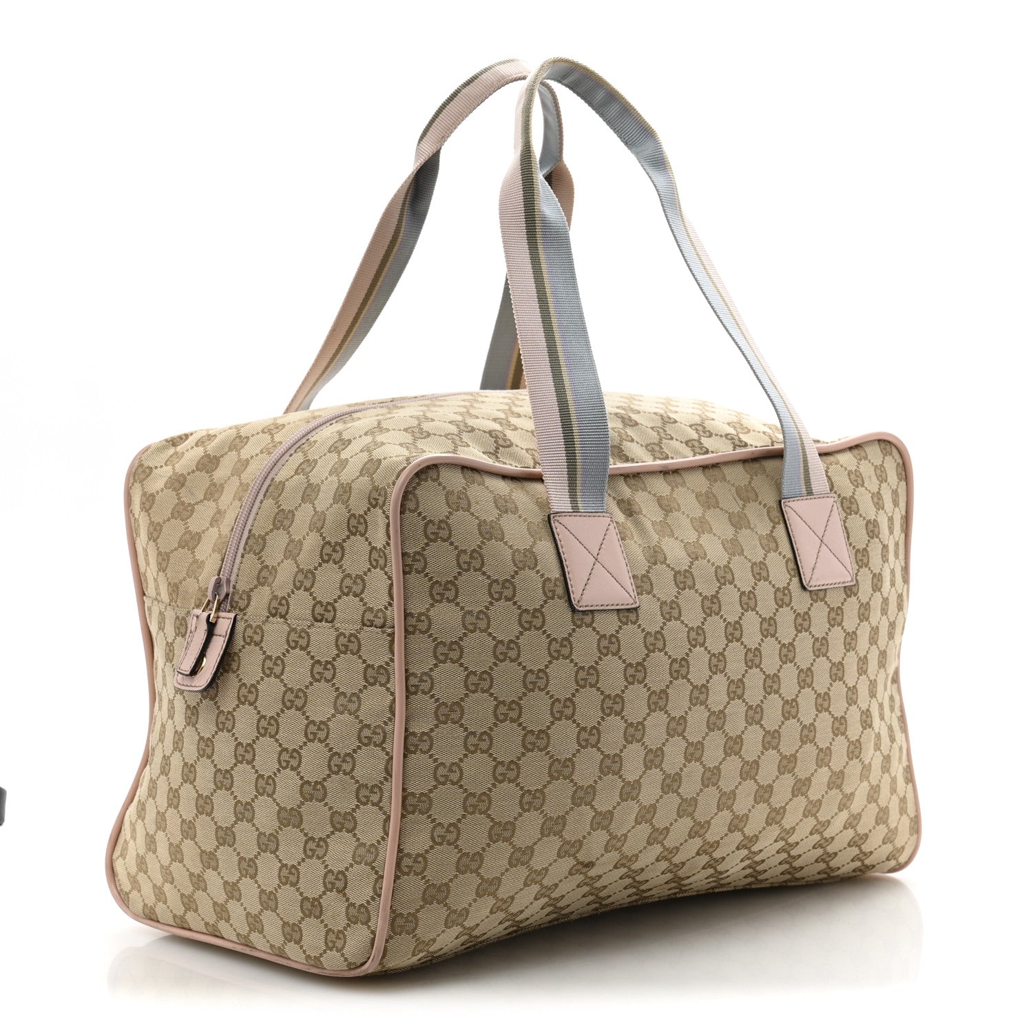 GG Monogram Web Medium Collapsable Carry On Duffle Beige Pink