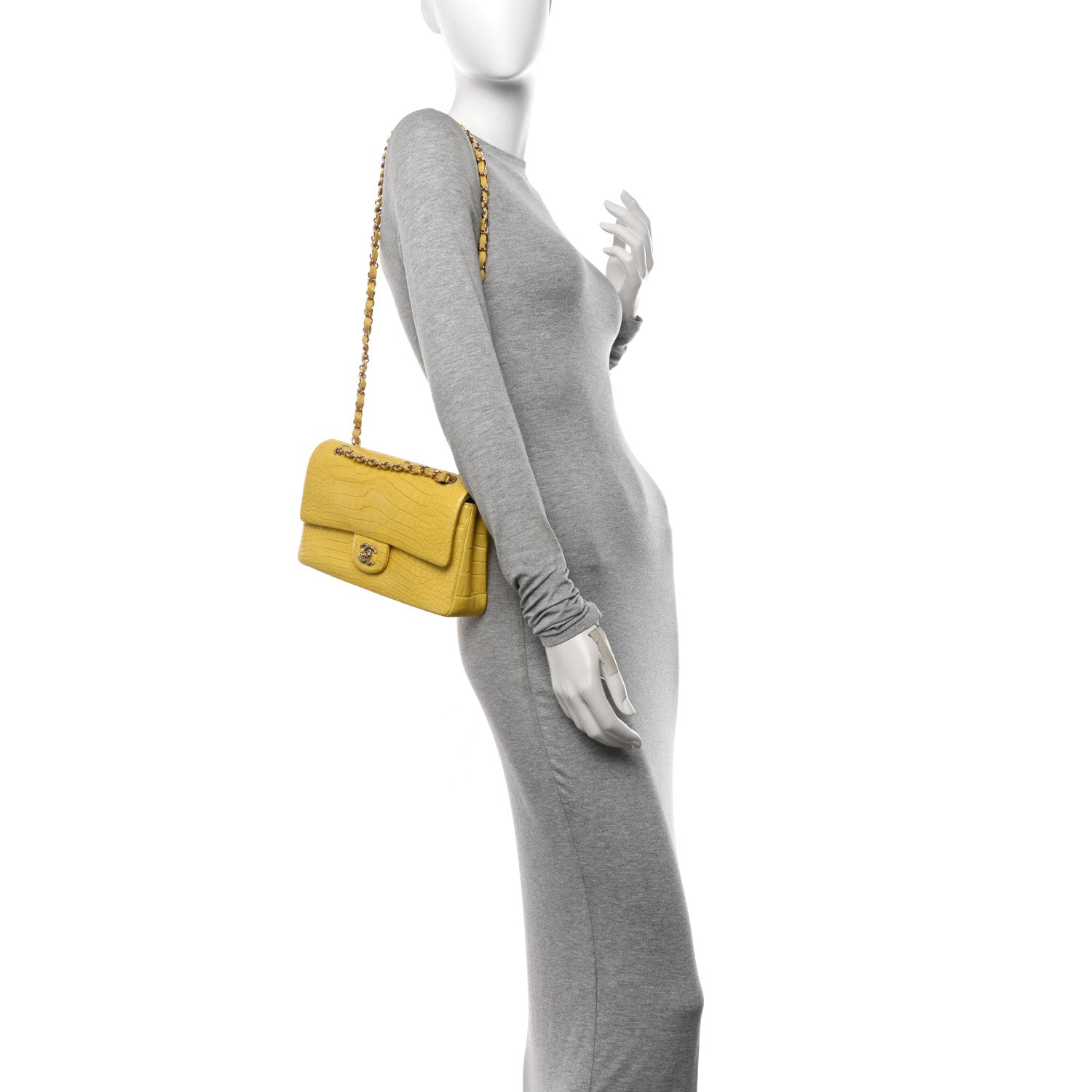 Alligator Medium Double Flap Yellow