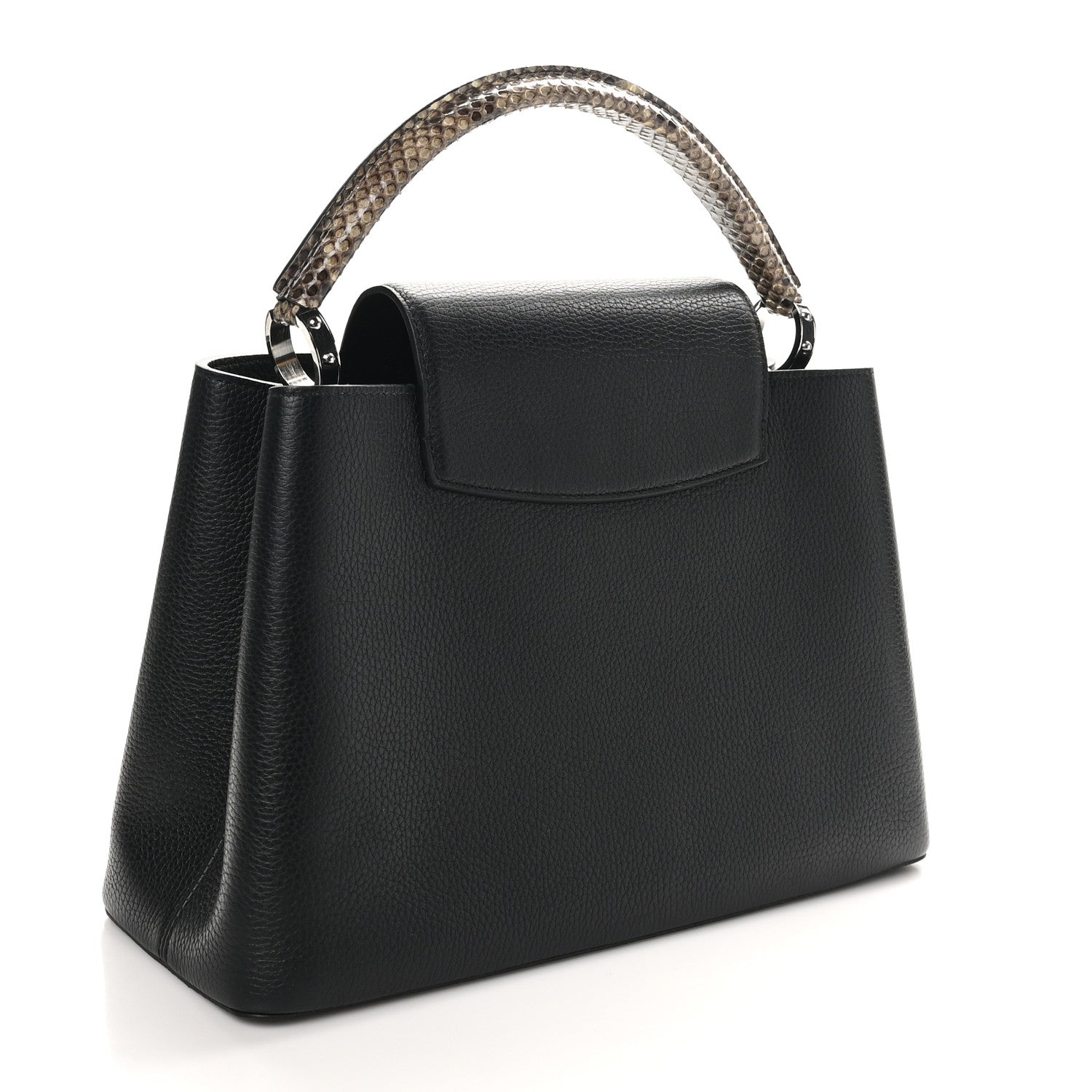 Taurillon Snakeskin Capucines MM Black