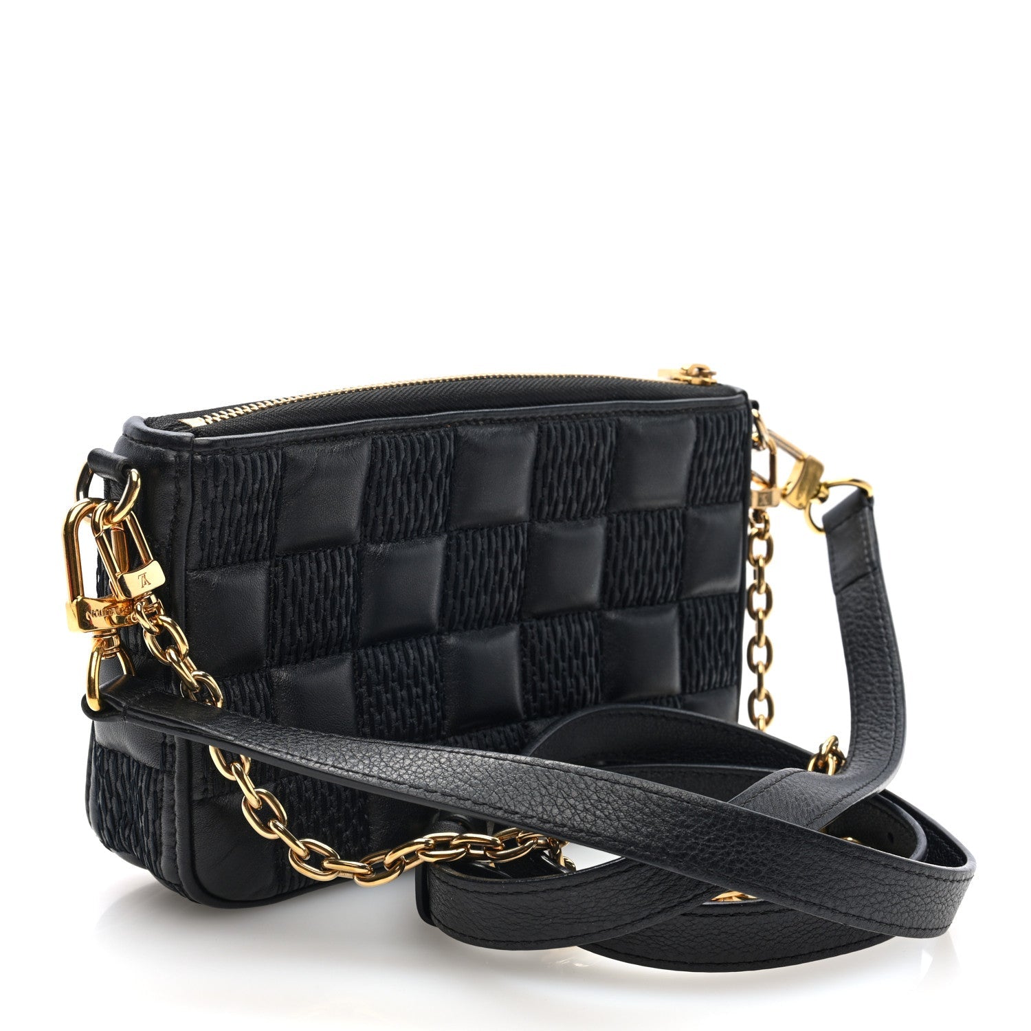 Damier Quilt Lambskin Troca Pochette Black