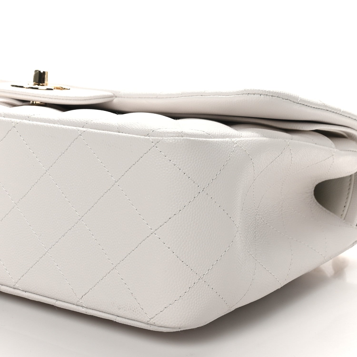 Caviar Quilted Jumbo Double Flap White