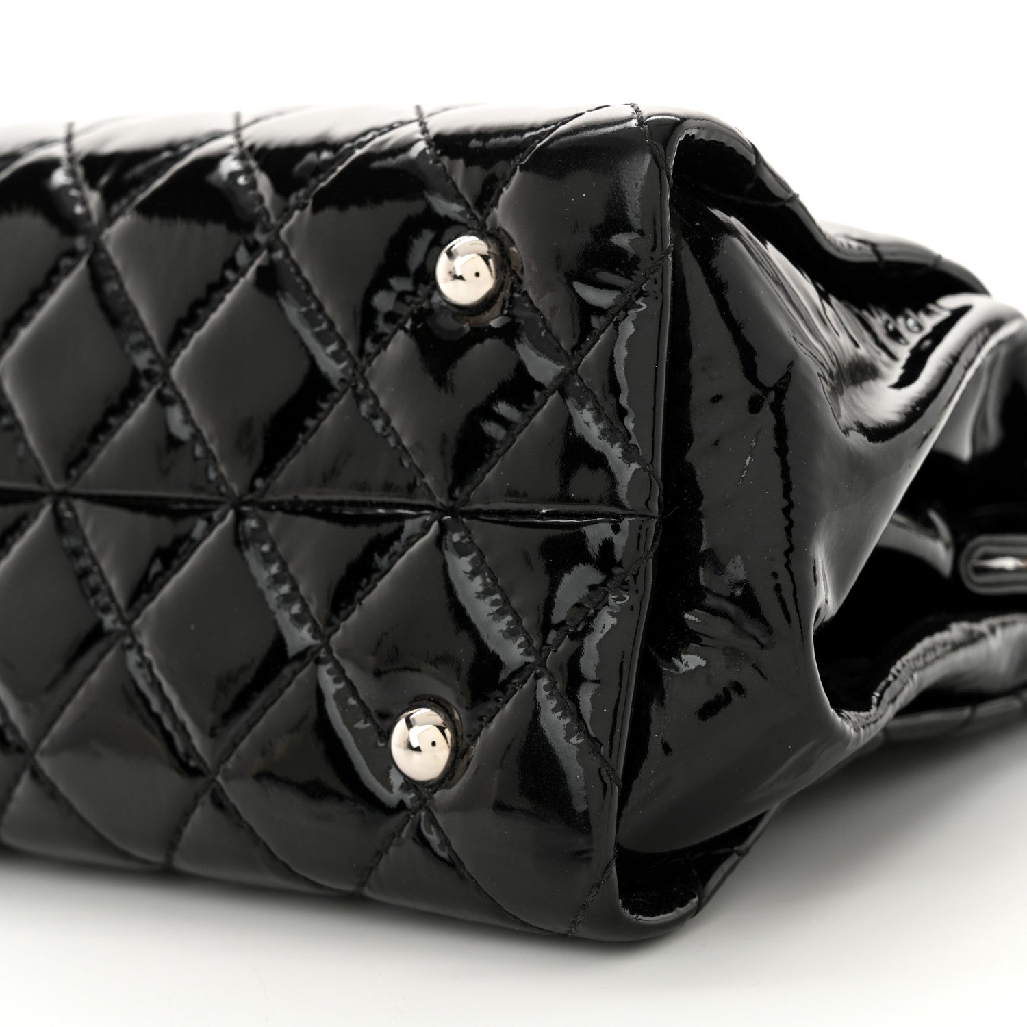 Patent Quilted Timeless CC Shopping Tote Black