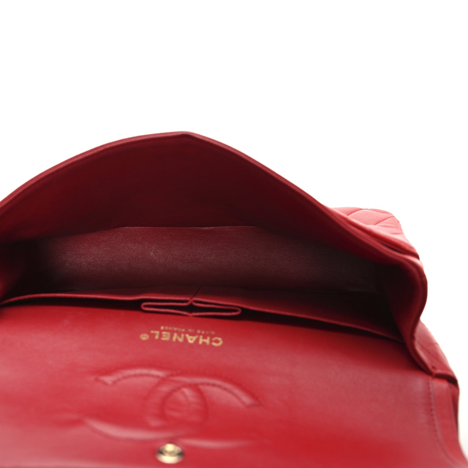Lambskin Quilted Medium Double Flap Red