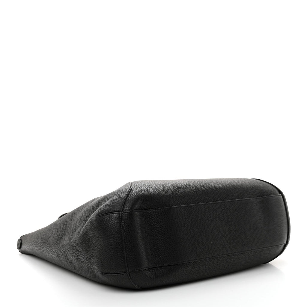 Grained Calfskin Medium Edge Tote Black