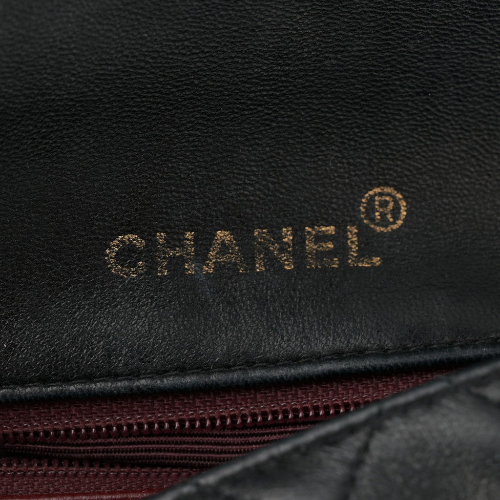Lambskin Quilted Mini Square Flap Black