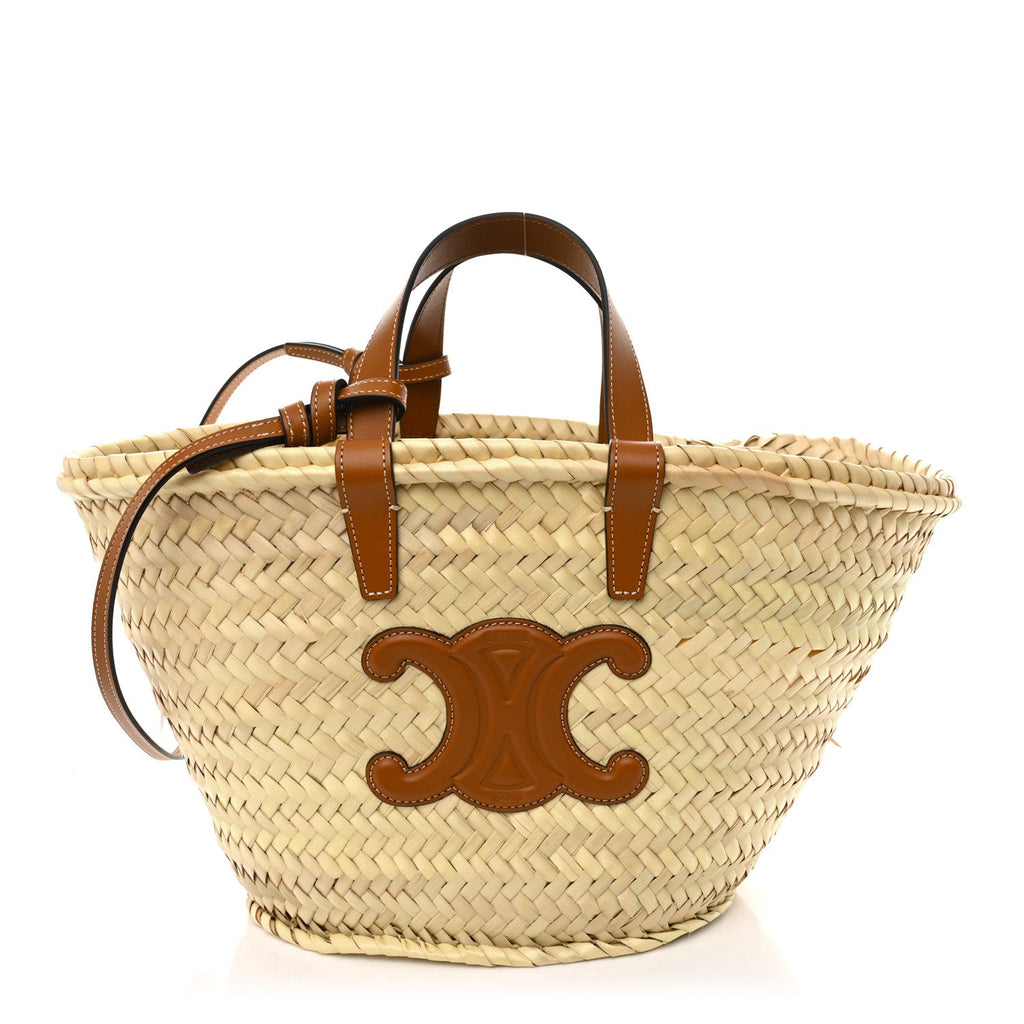 Palm Leaf Calfskin Triomphe Teen Panier Tan