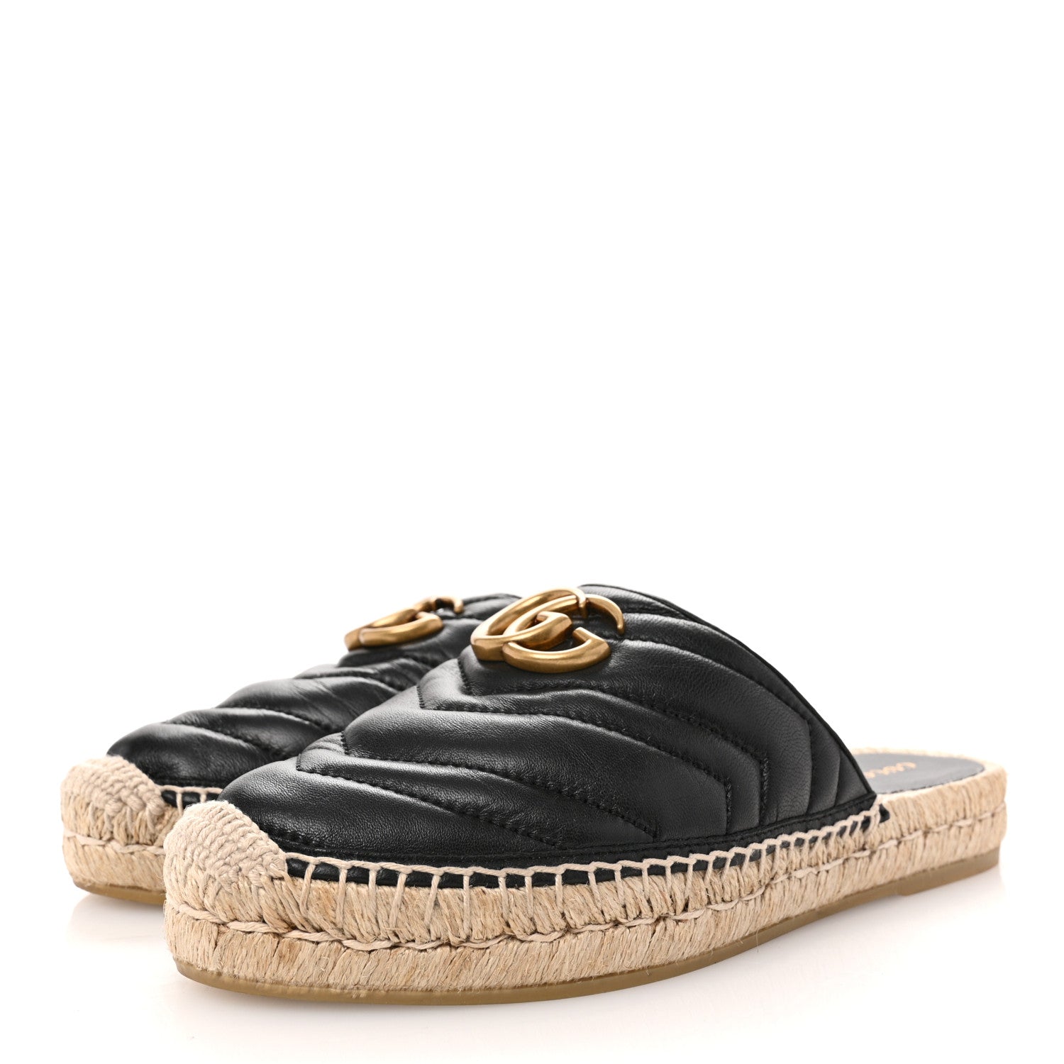 Nappa Matelasse GG Marmont Espadrille Slippers 36 Black