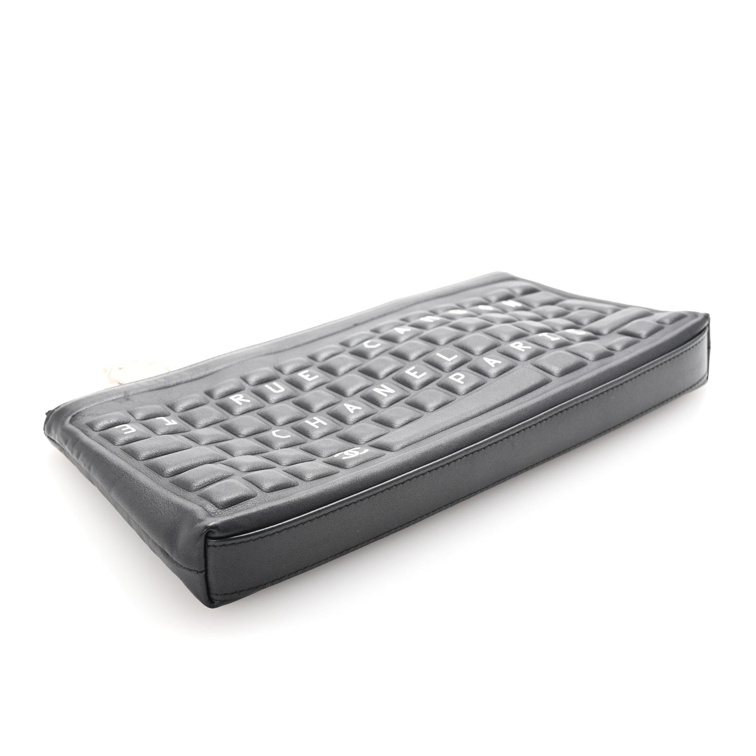 Metallic Calfskin Keyboard Pouch Black