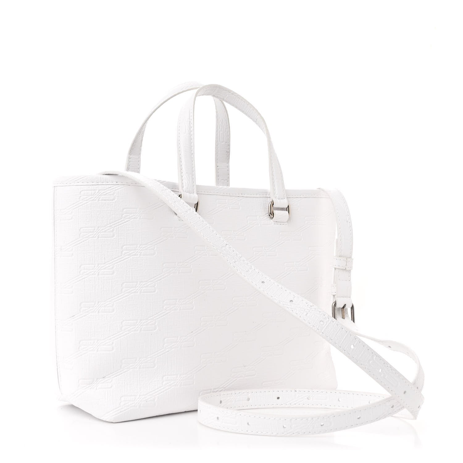 Coated Canvas BB Monogram Small Signature East West Shopper Bag White