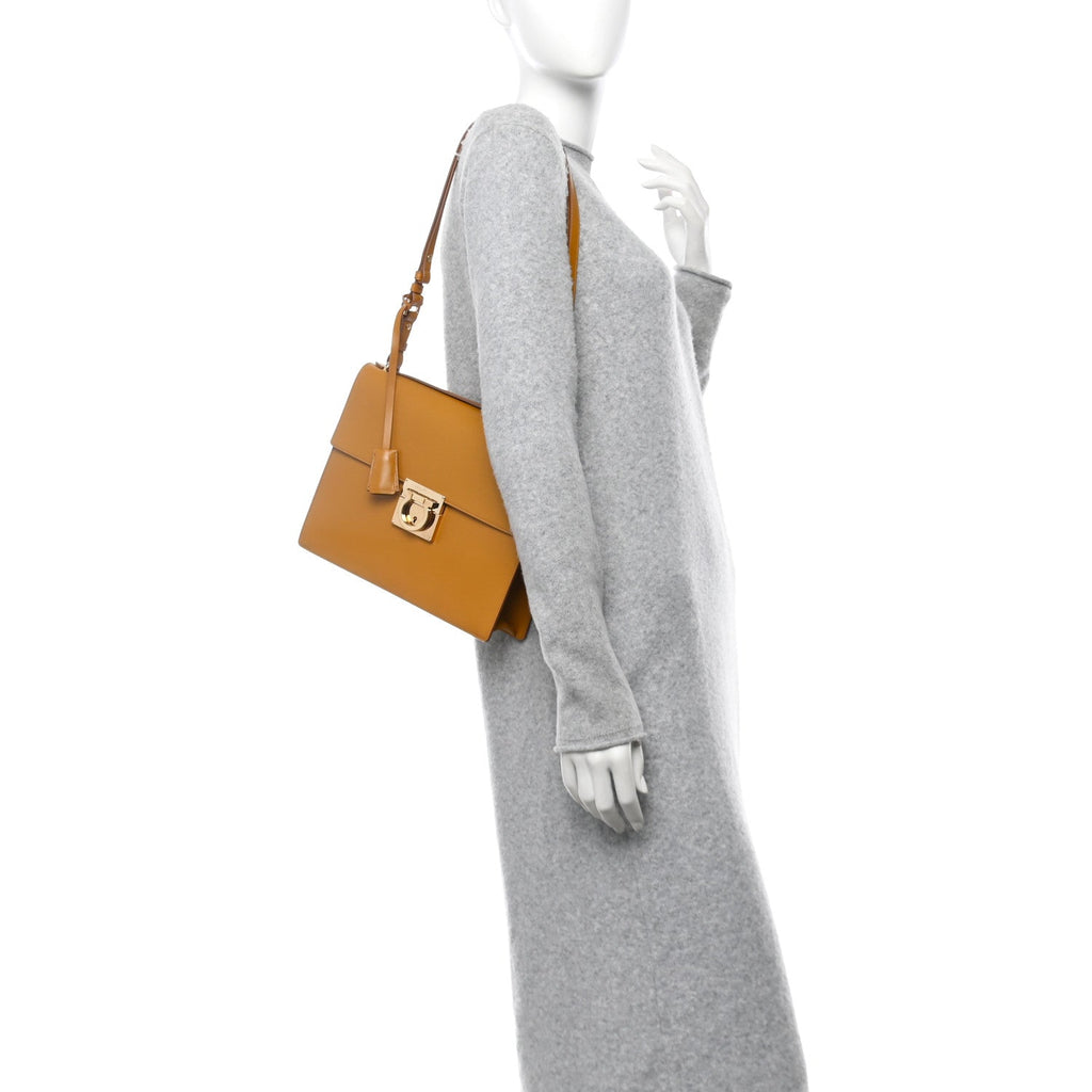 Calfskin Gancio Lock Marisol Top Handle Satchel Olivello