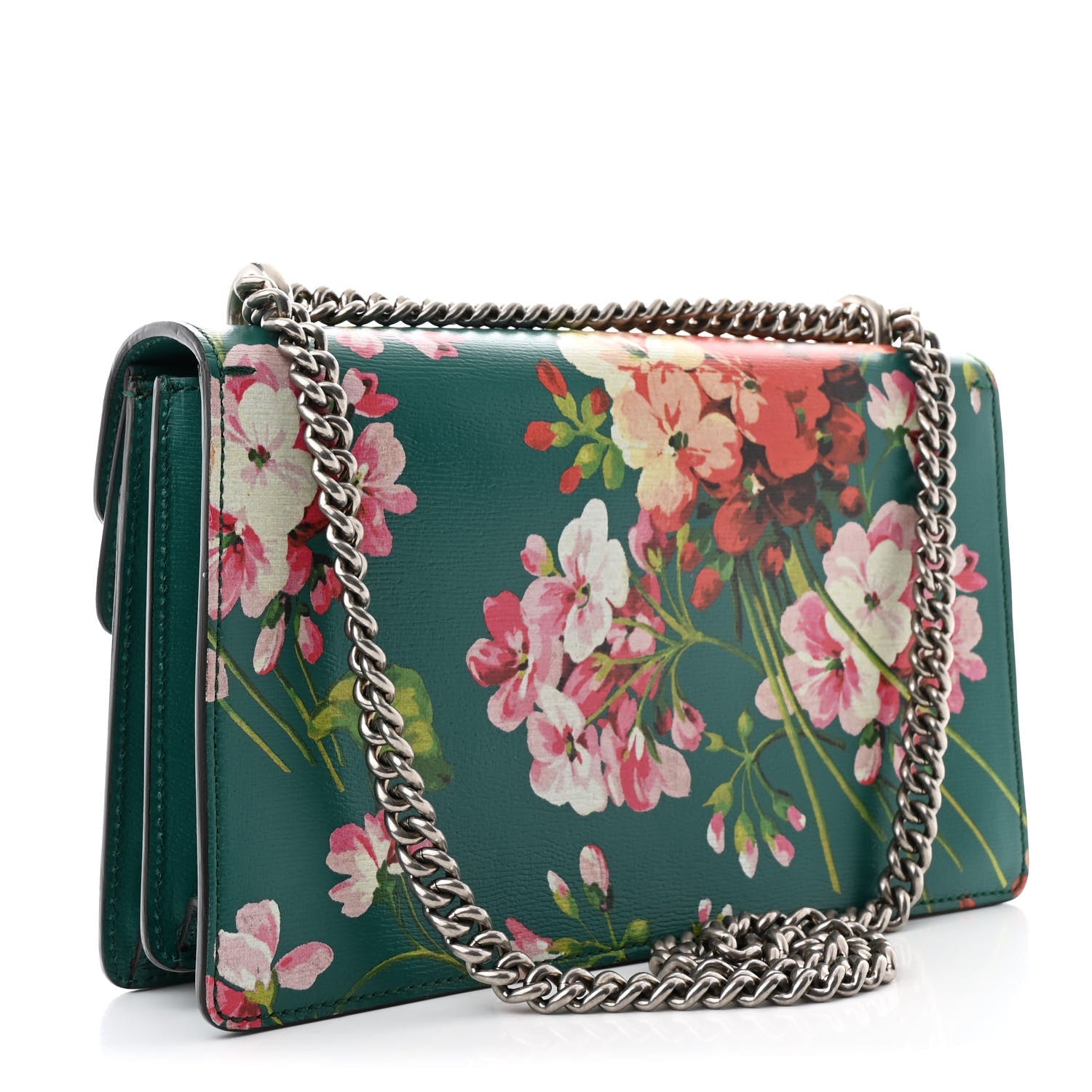 Calfskin Blooms Print Small Dionysus Shoulder Bag Bright Emerald Multicolor