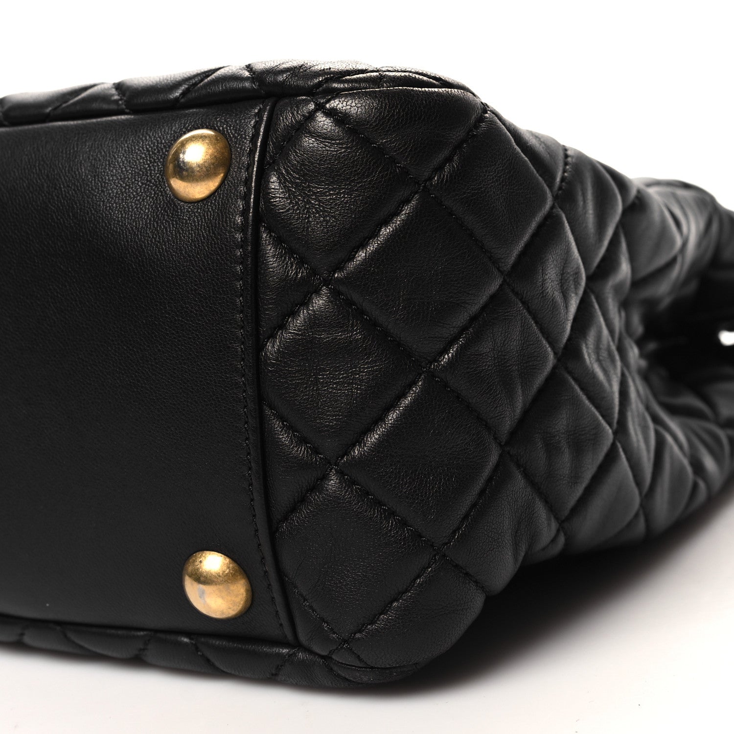 Lambskin Quilted CC Pocket Shopping Tote Black