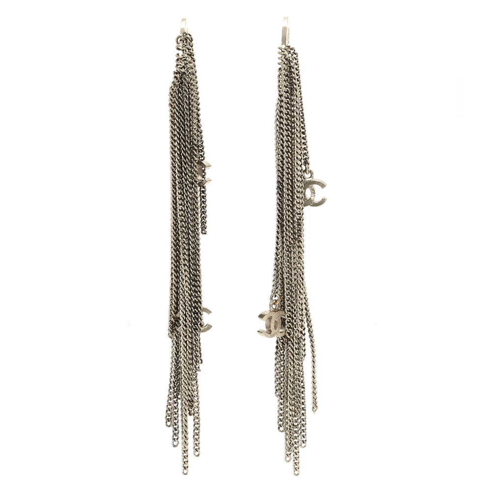 CC Chain Fringe Hoop Earrings Gold
