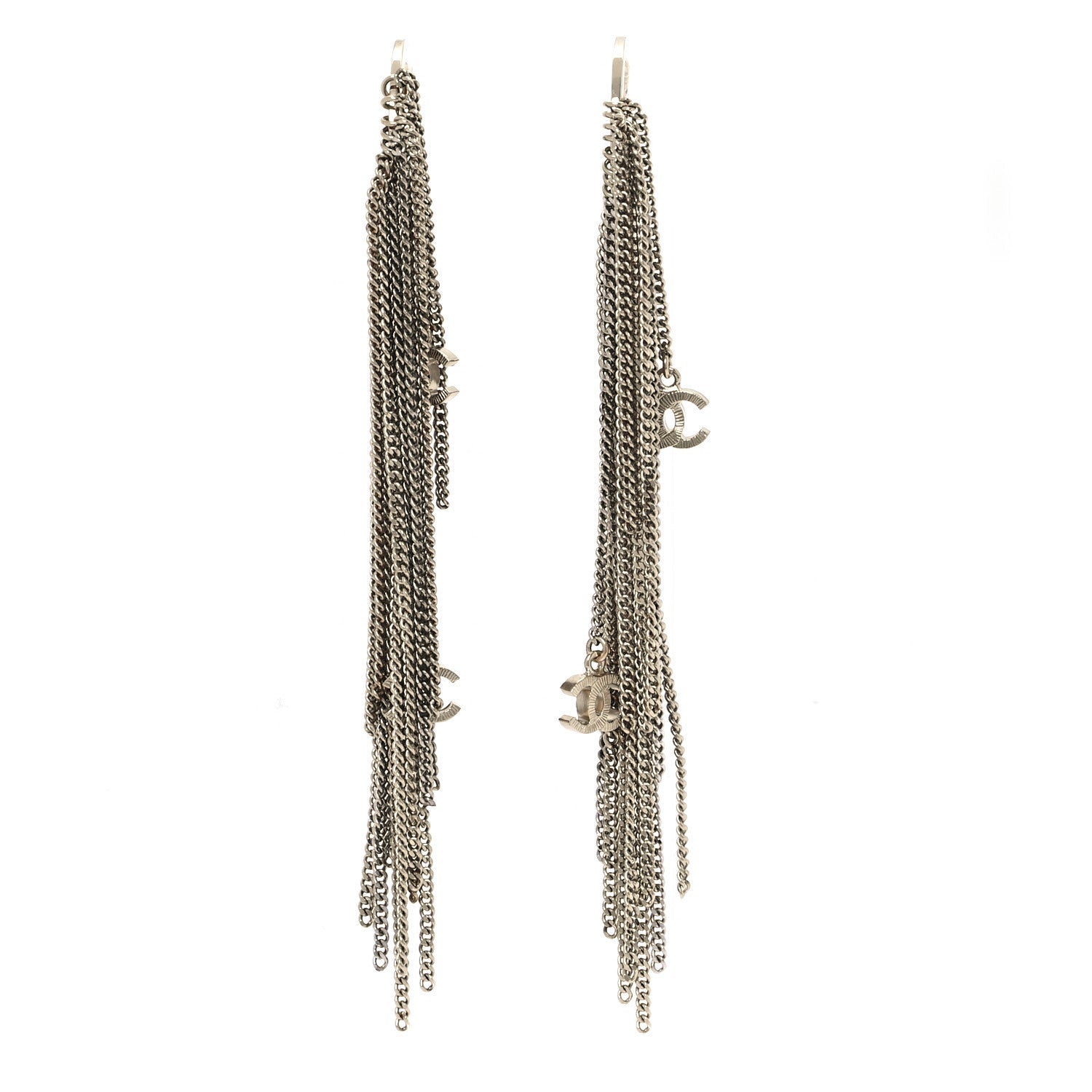 CC Chain Fringe Hoop Earrings Gold
