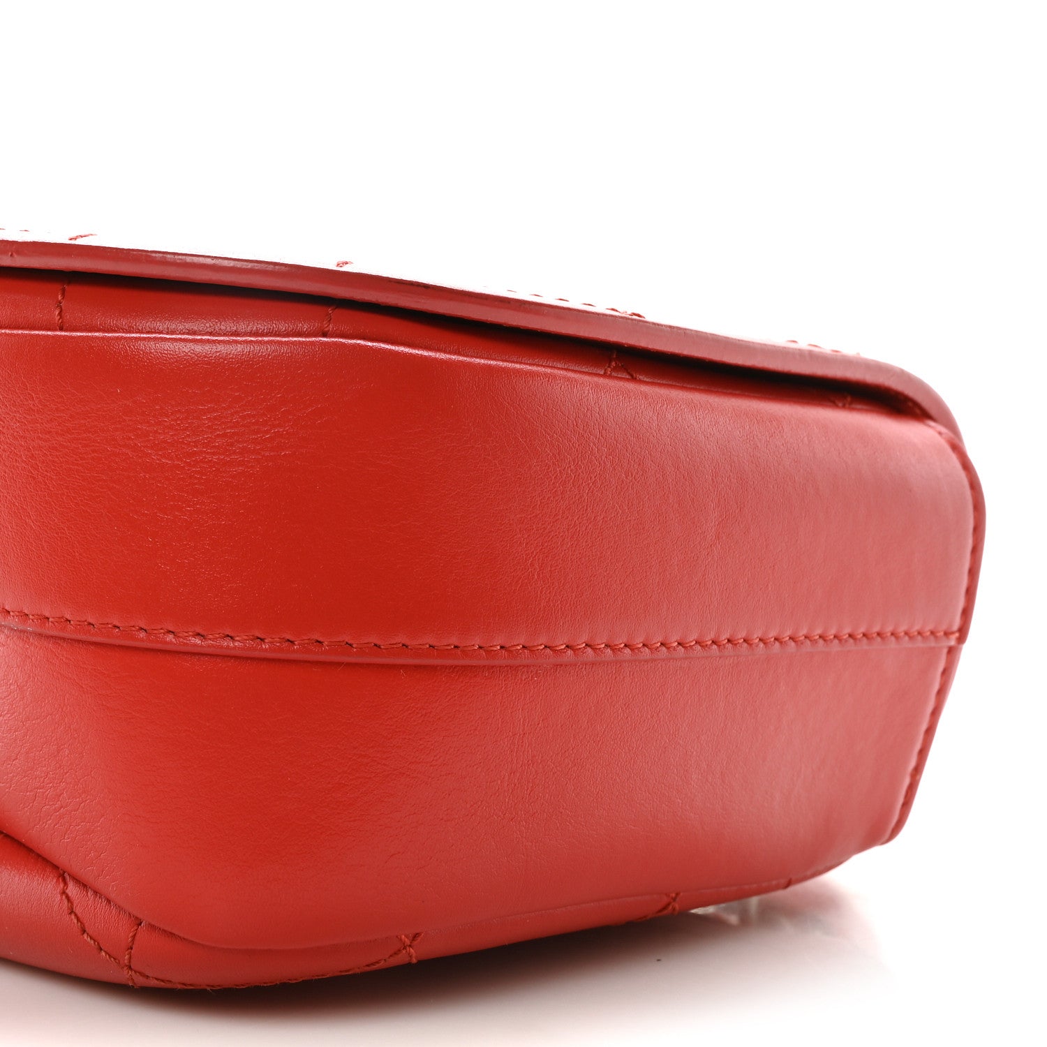 Calfskin Stitched Small Ring My Bag Flap Crossbody Red