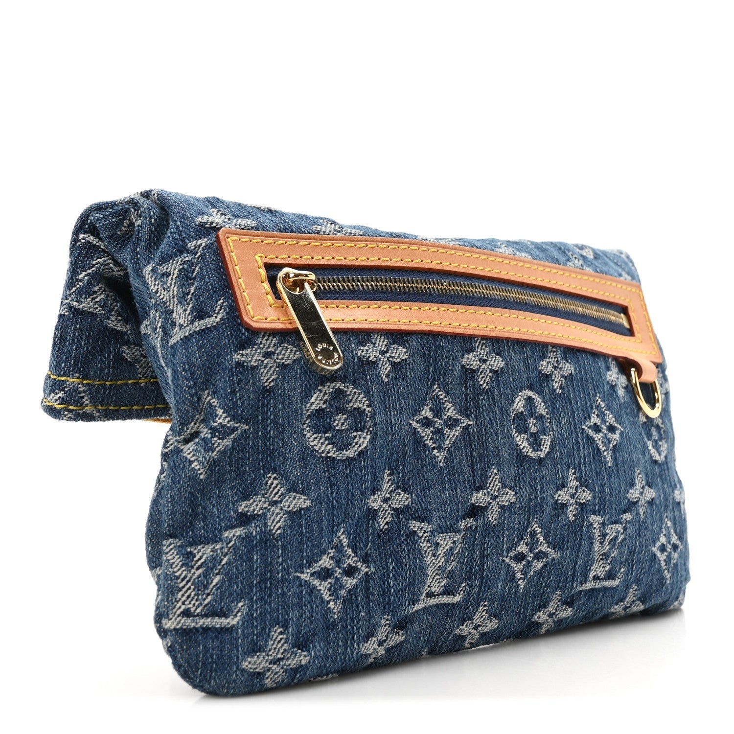 Monogram Denim Pochette Plat Clutch Blue