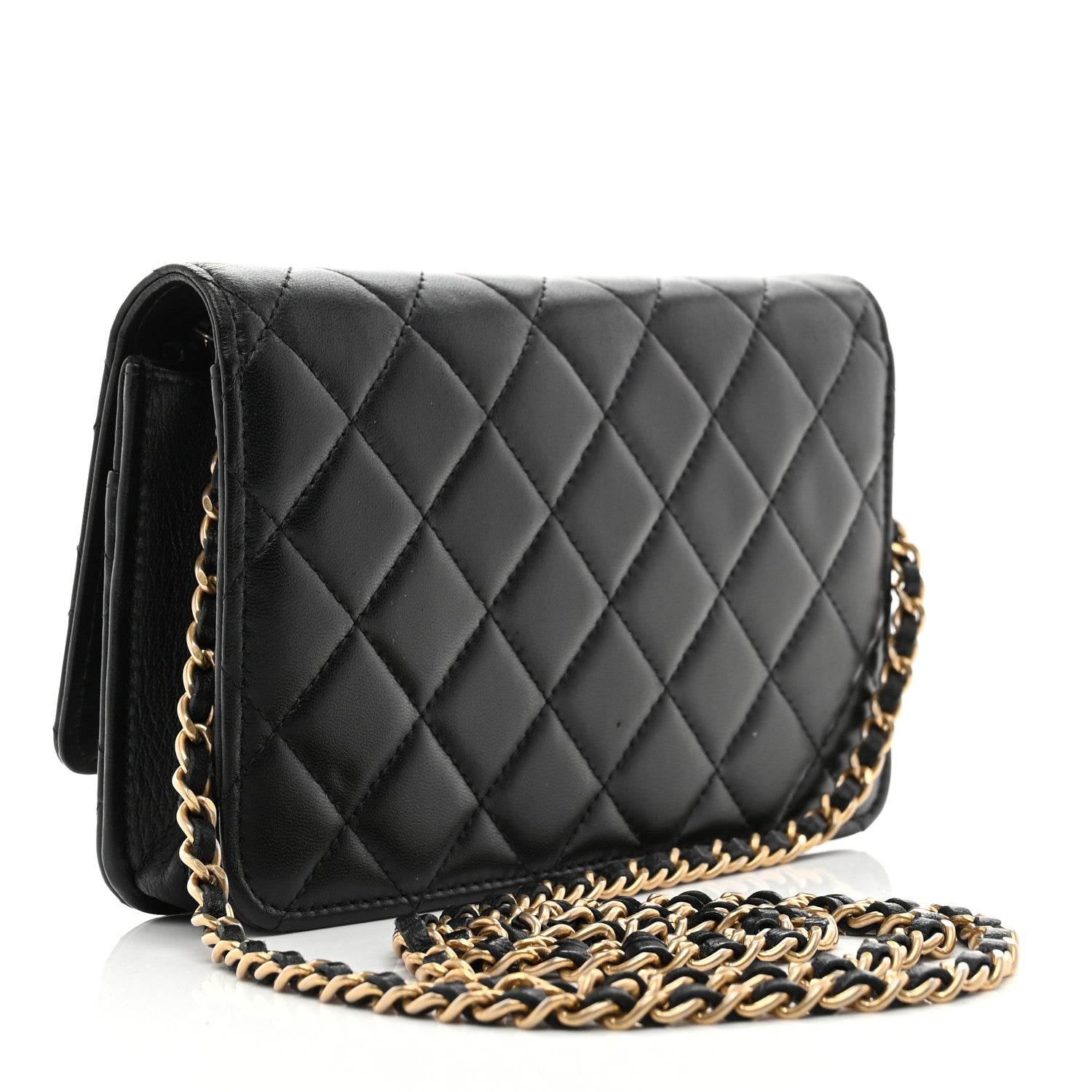 Lambskin Quilted Infinity Wallet On Chain WOC Black