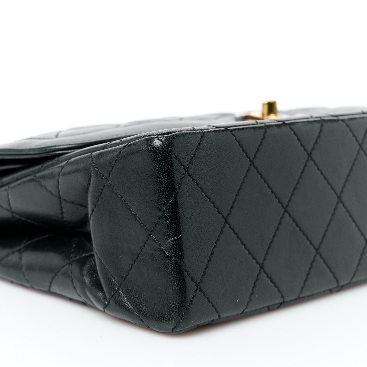 Lambskin Quilted Medium Double Flap Bag Black