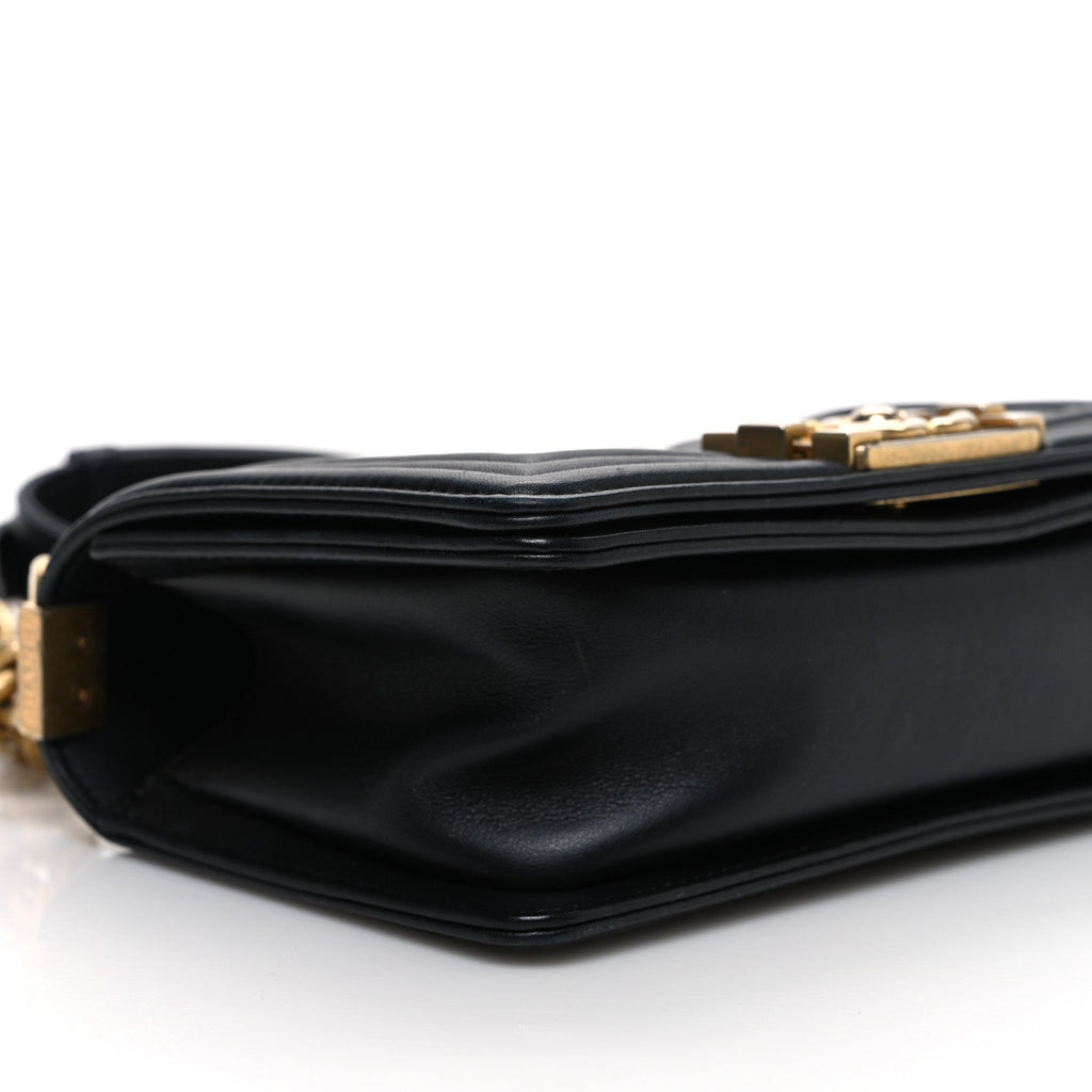 Calfskin Quilted Small Boy Flap Black