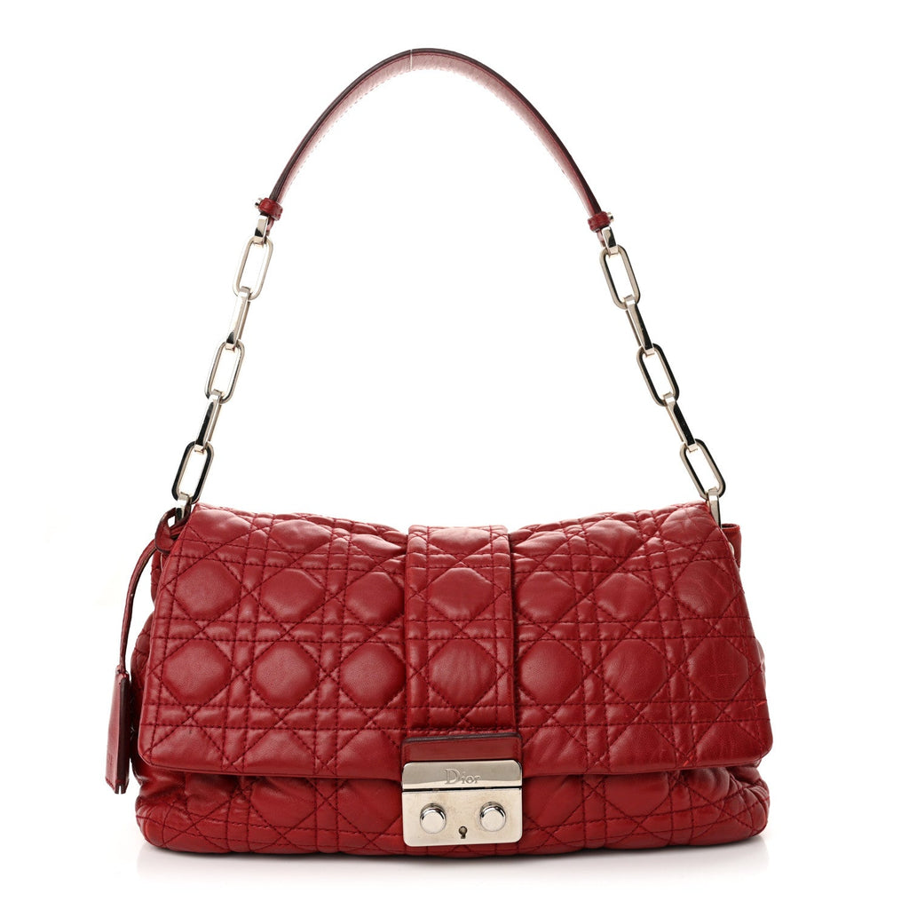 Lambskin Cannage Medium New Lock Flap Red