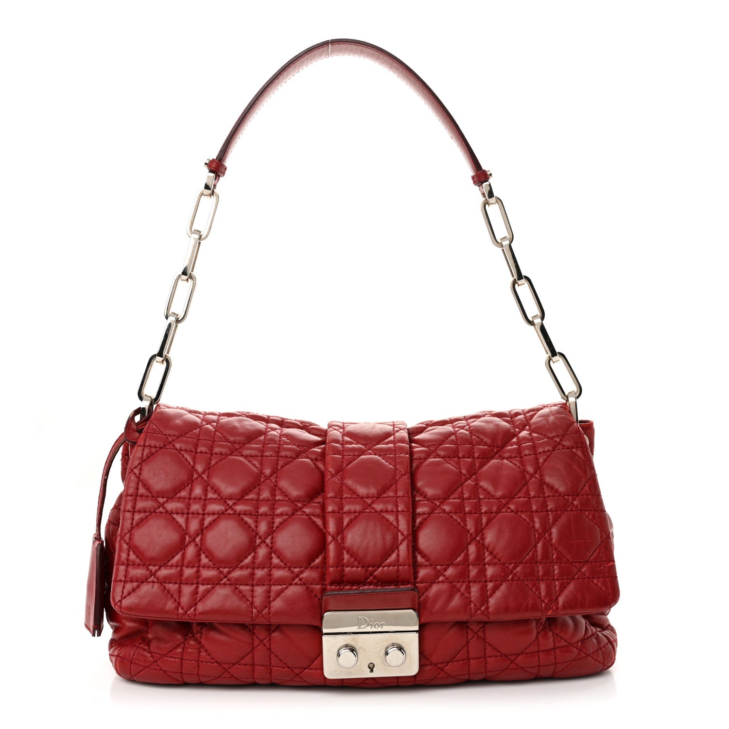 Lambskin Cannage Medium New Lock Flap Red