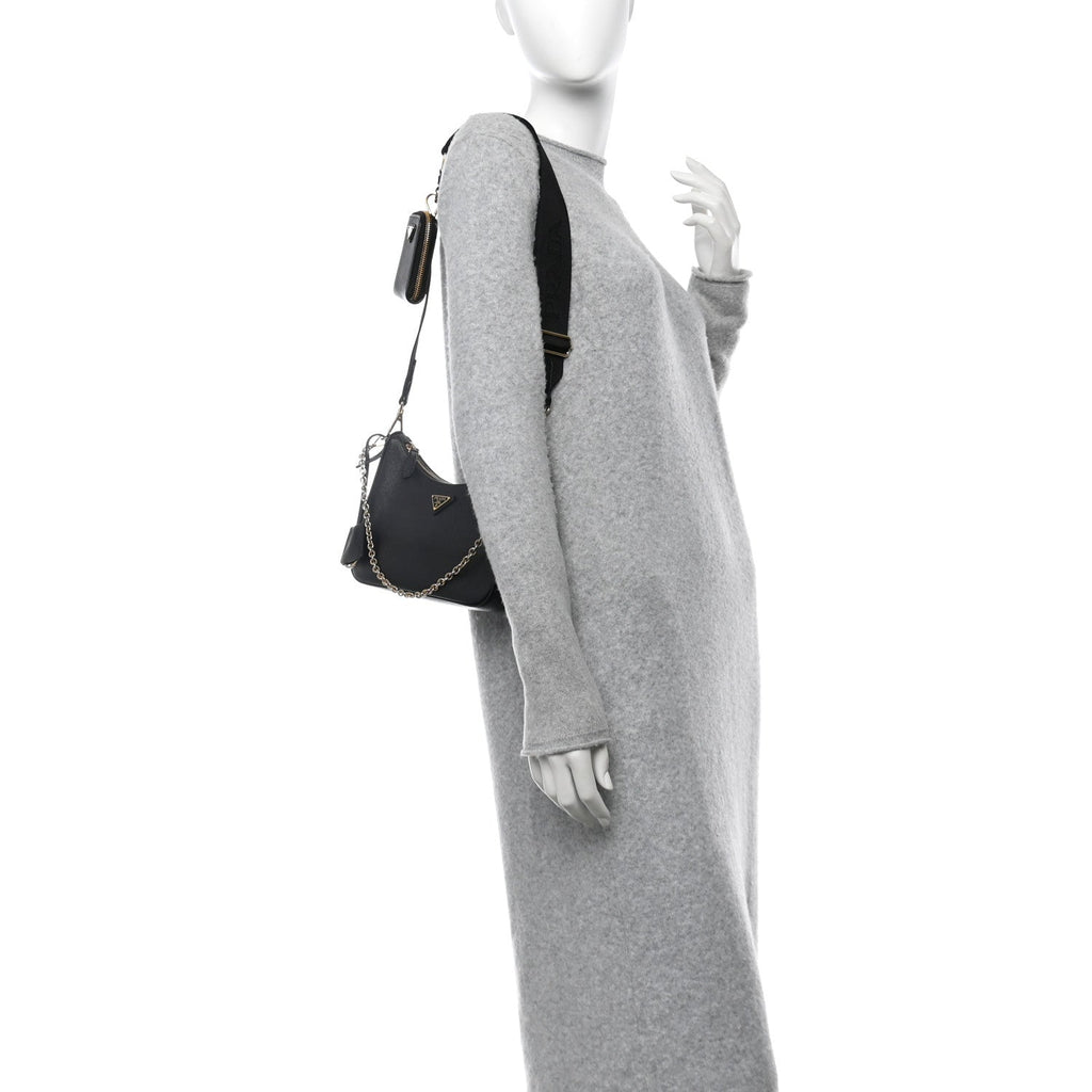 Saffiano Lux Re-Edition 2005 Shoulder Bag Black