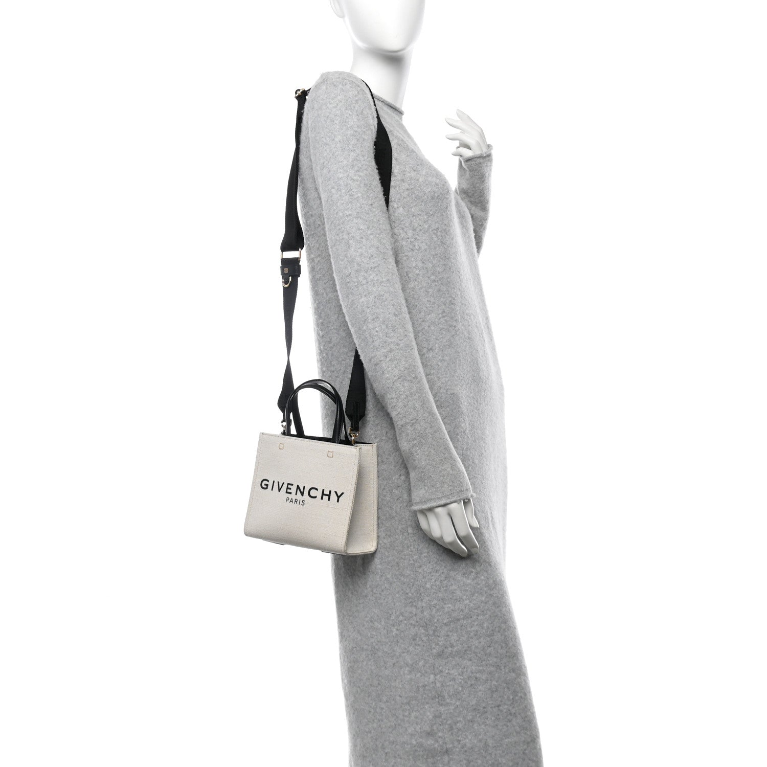 Canvas Mini Bond Shopper 4G Tote White Black