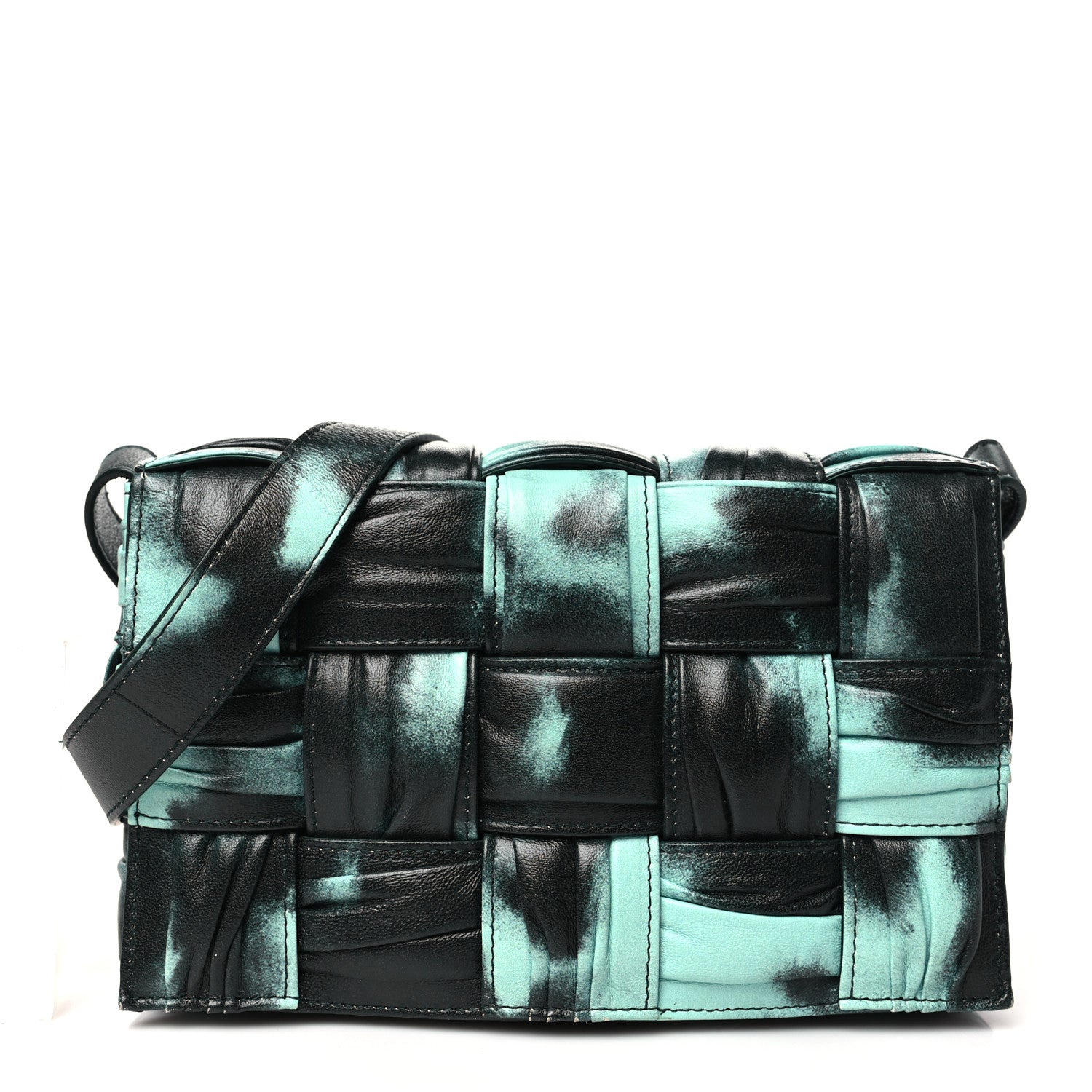 Foulard Tie Dye Maxi Intrecciato Padded Cassette Crossbody Bag Celadon Inkwell