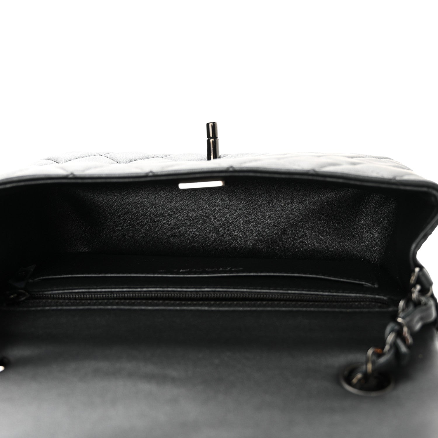 Lambskin Quilted Mini Rectangular Flap So Black