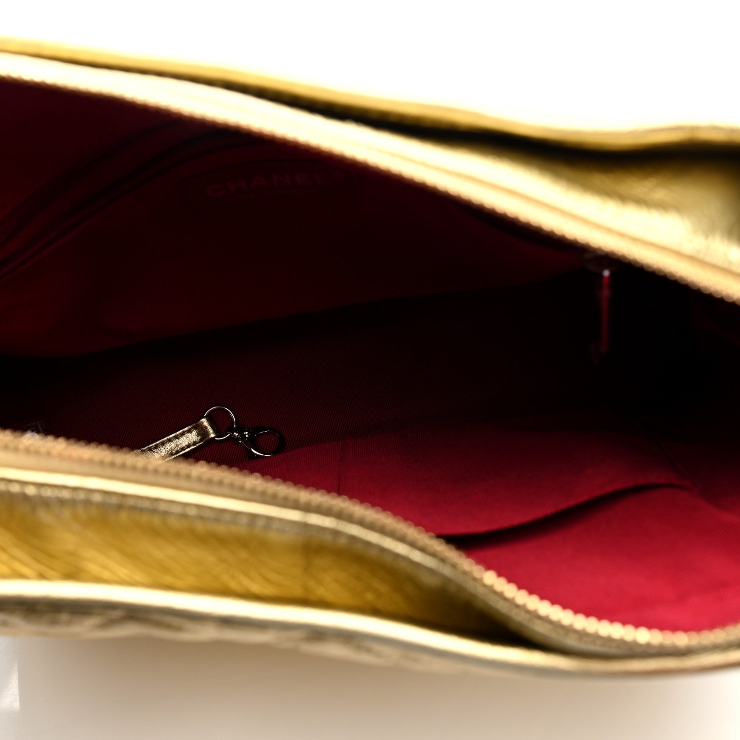 Metallic Aged Calfskin Quilted Medium Gabrielle Gold