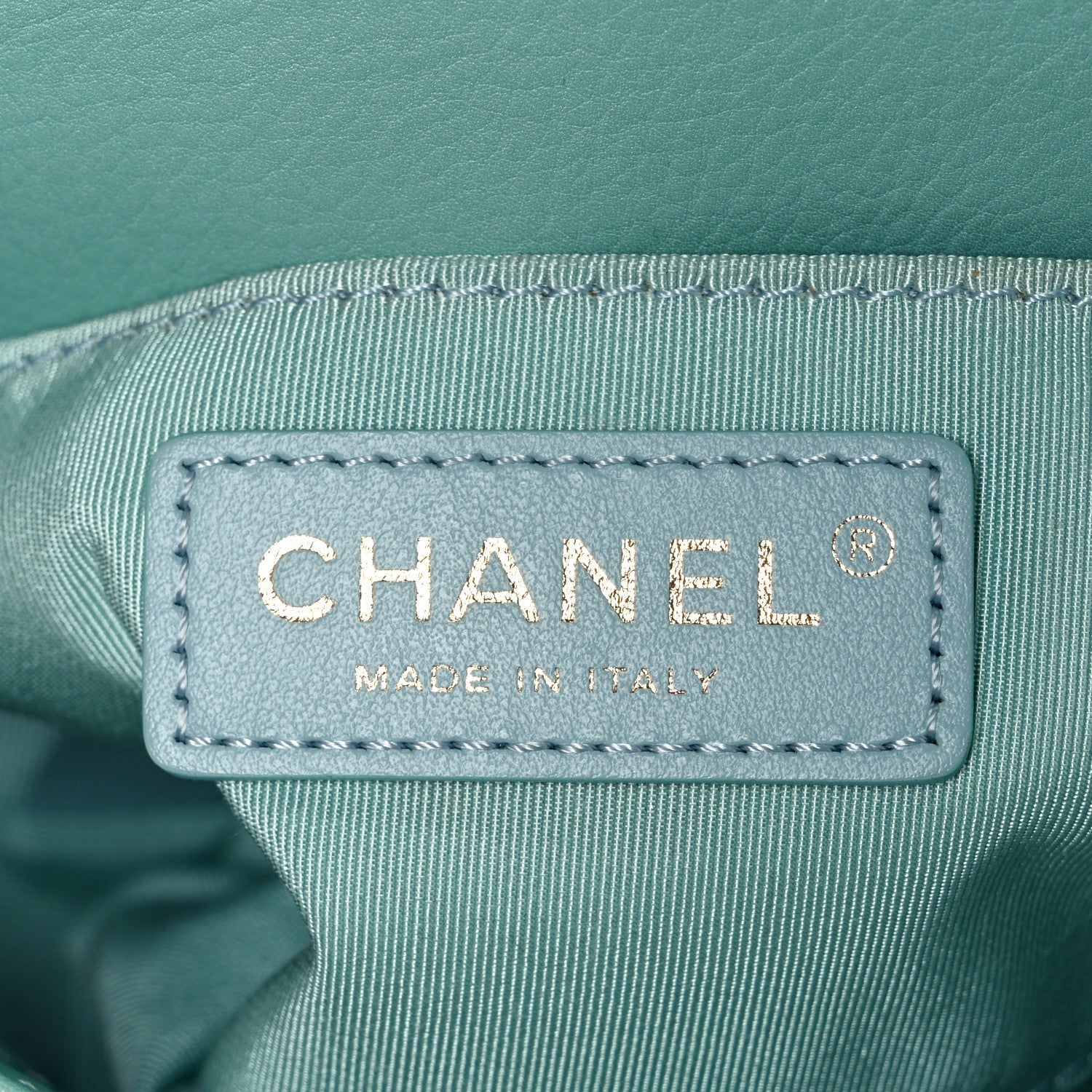 Calfskin Quilted Top Handle Flap Light Blue