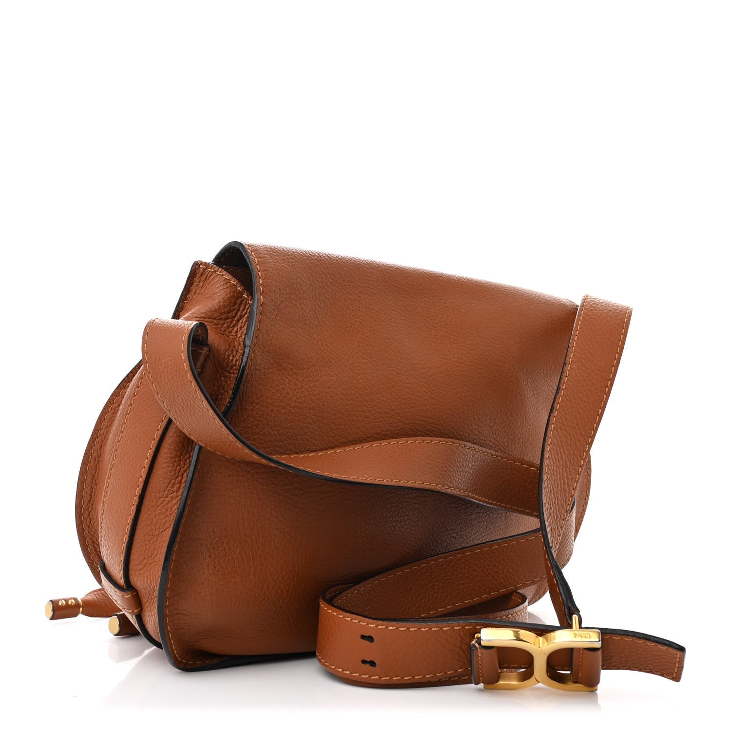 Calfskin Medium Marcie Round Crossbody Bag Tan
