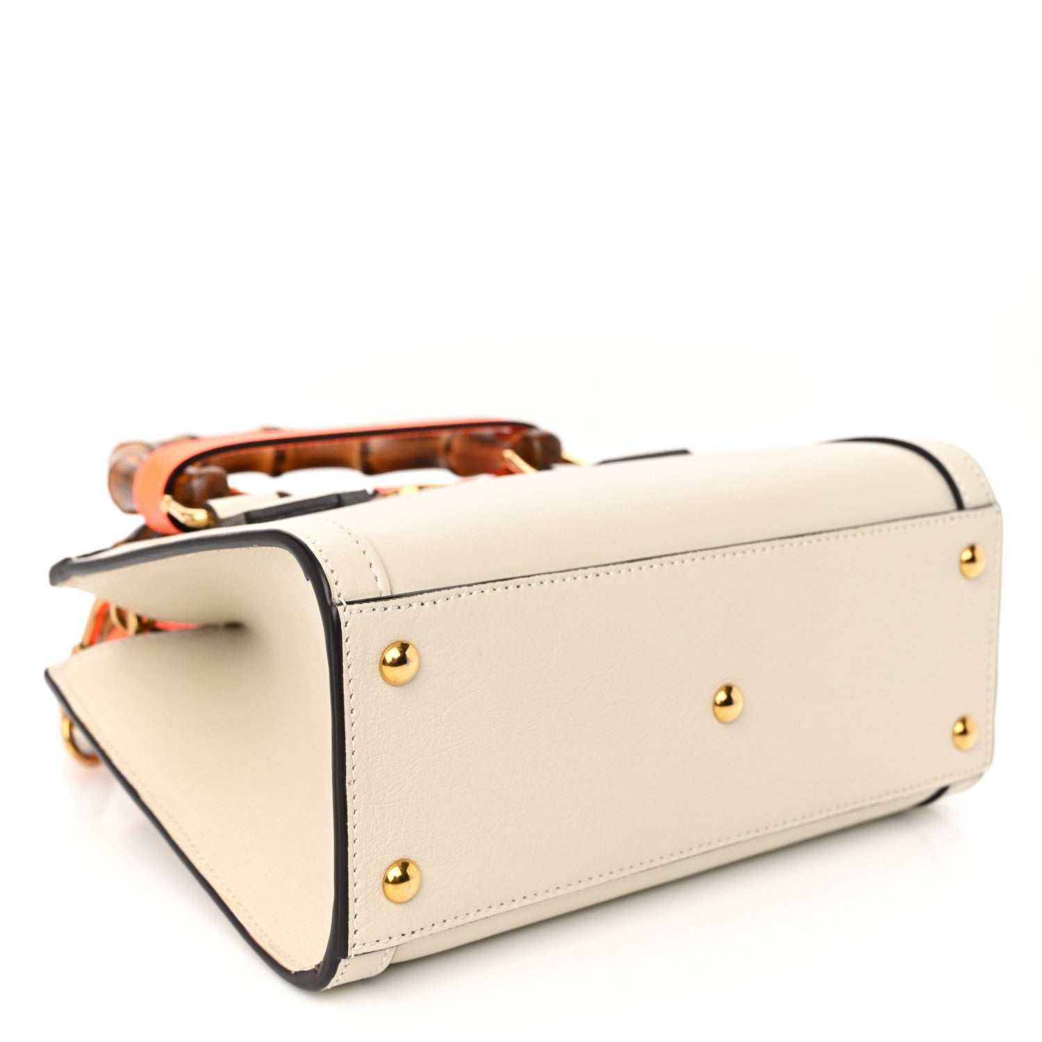 Wonka Grain Calfskin Mini Diana Tote Bag Mystic White Orange Fluo