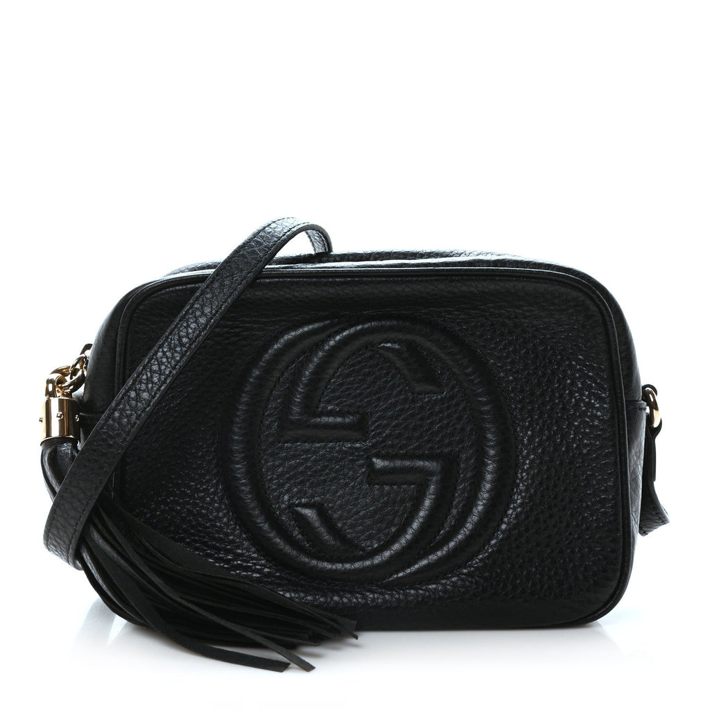 Pebbled Calfskin Small Soho Disco Bag Black