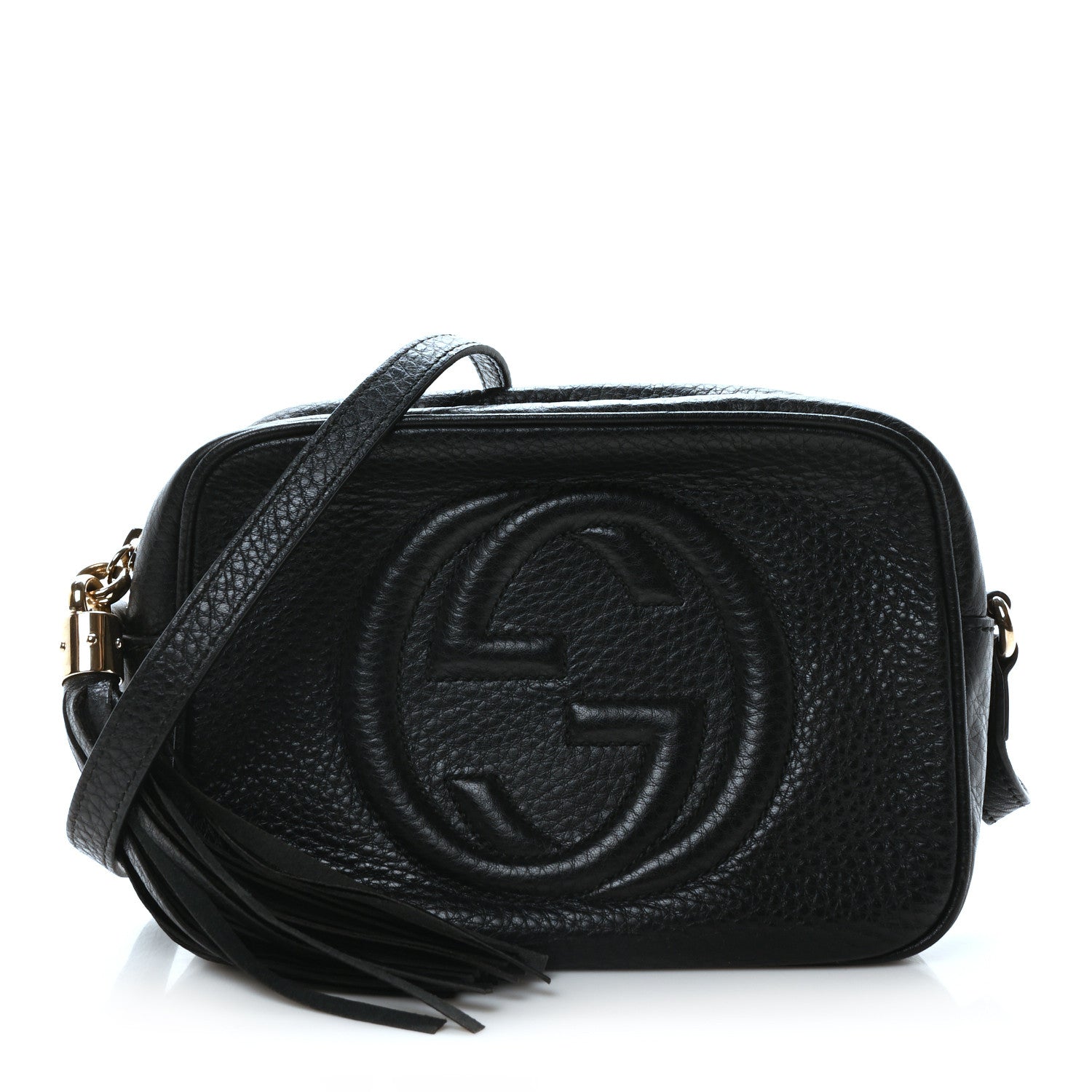 Pebbled Calfskin Small Soho Disco Bag Black