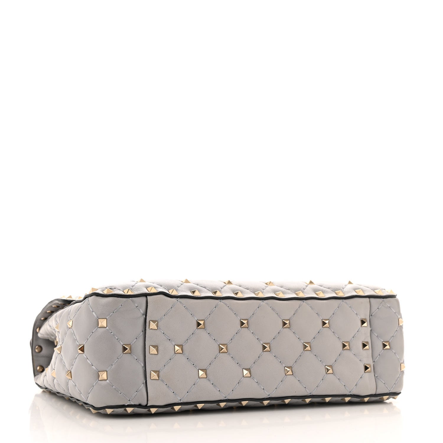 Nappa Medium Rockstud Spike Shoulder Bag Pastel Grey