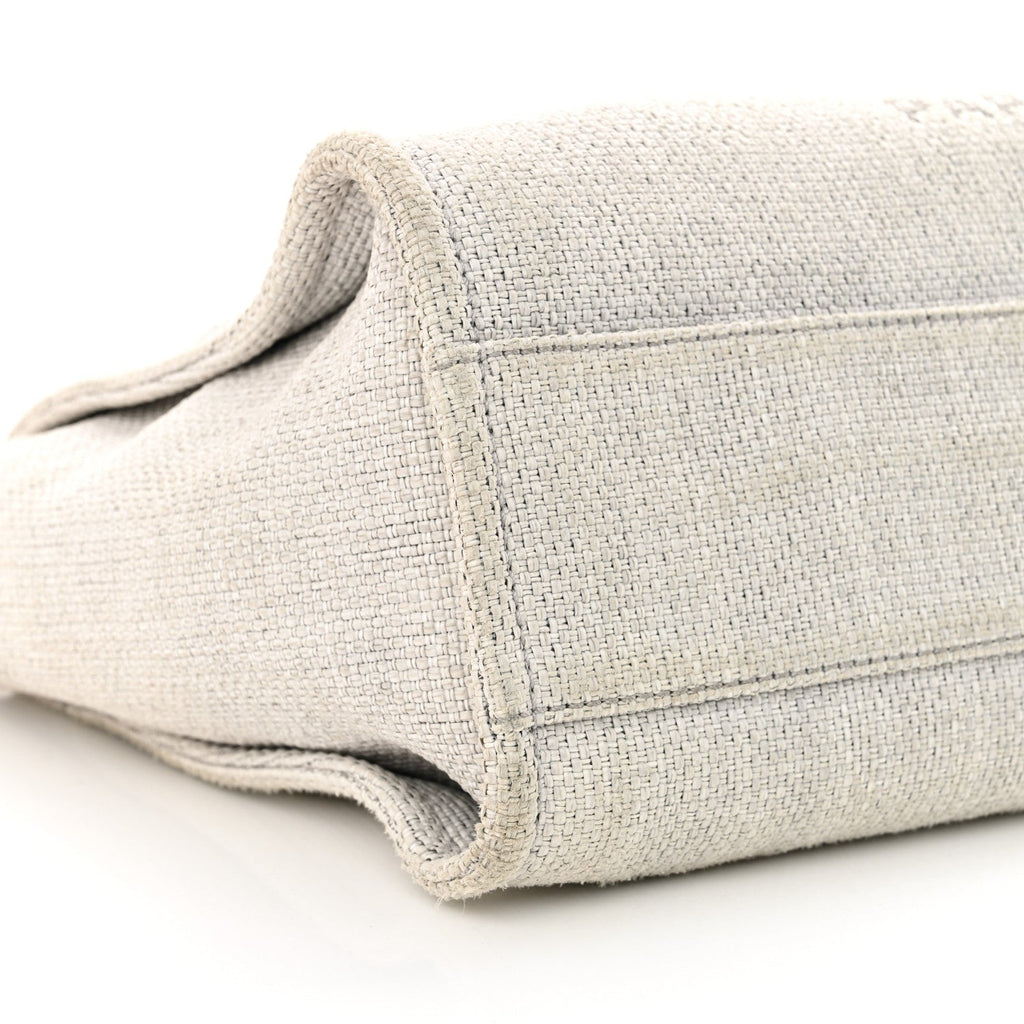 Woven Straw Raffia Small Deauville Tote Grey