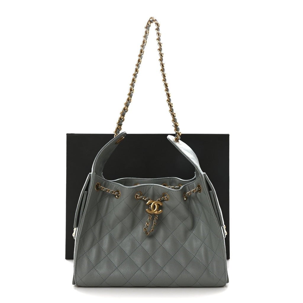 Caviar Quilted Small Chanel 25 Handbag Light Green