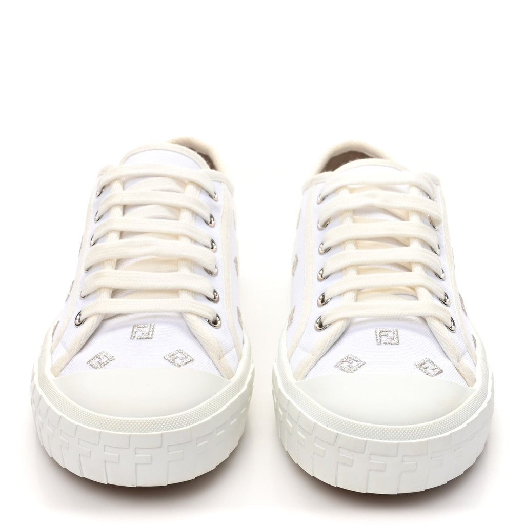 Canvas Lurex FF Womens Domino Low Top Sneakers 36 White
