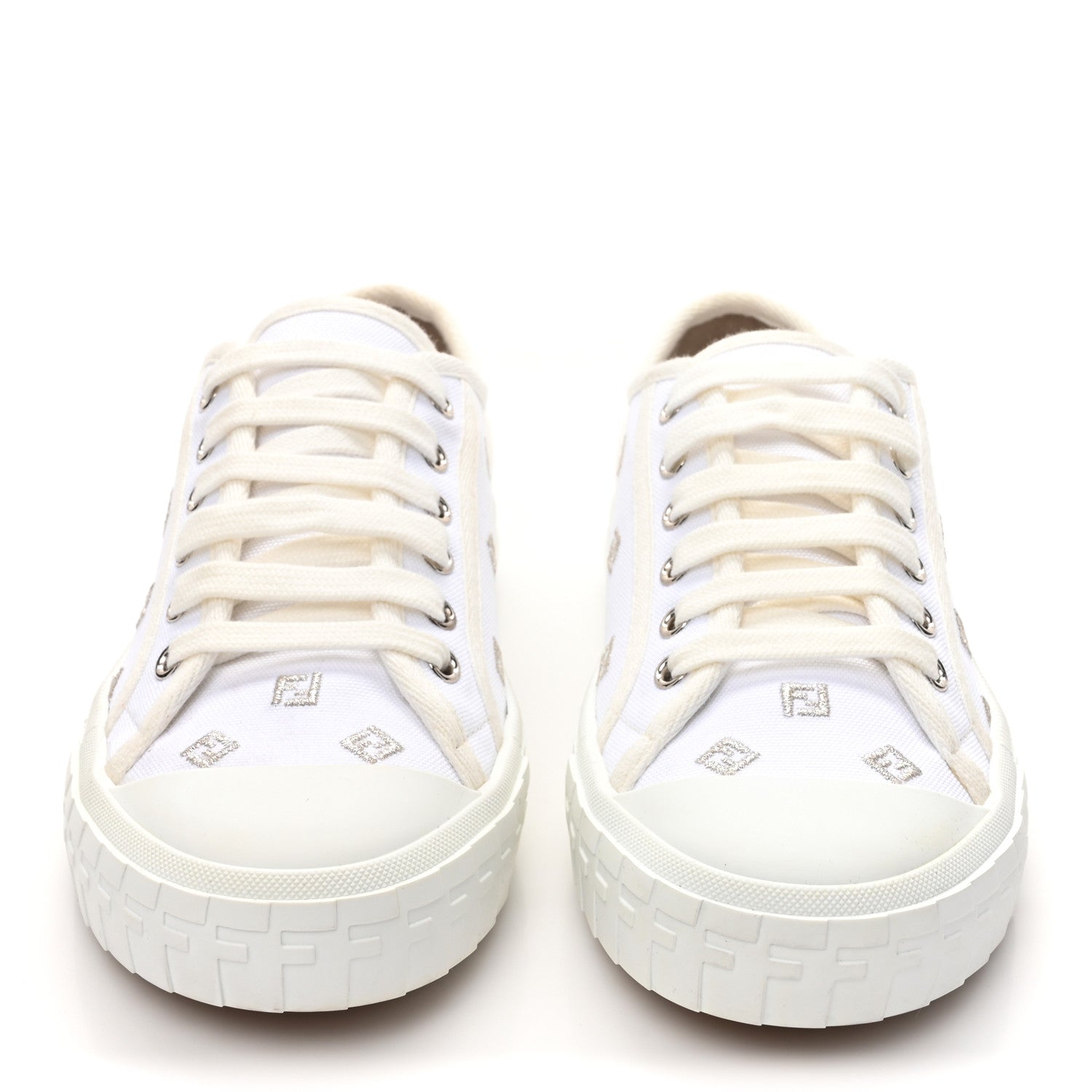 Canvas Lurex FF Womens Domino Low Top Sneakers 36 White