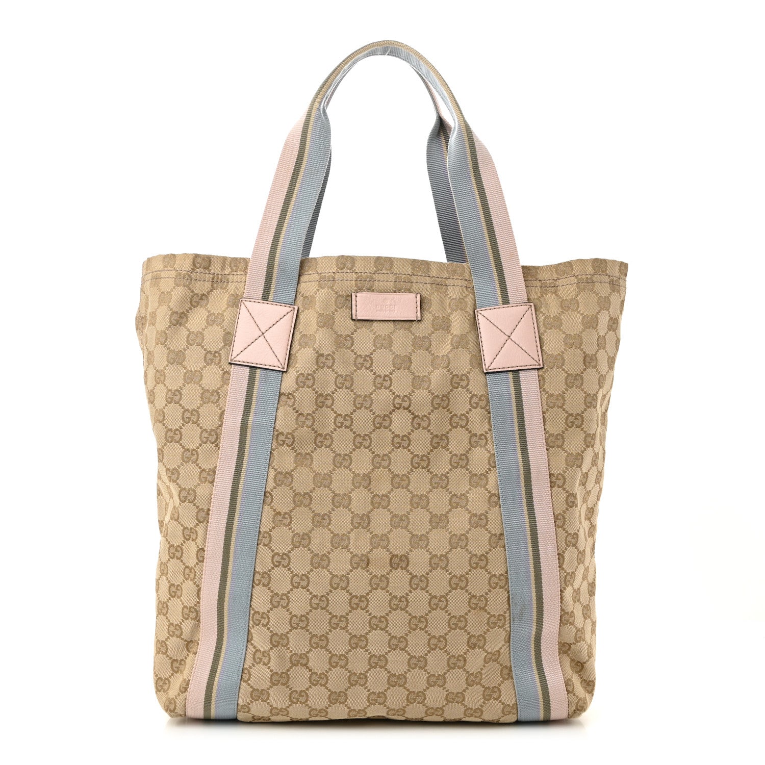 GG Monogram Medium Web Handle Vertical Tote Pink Blue