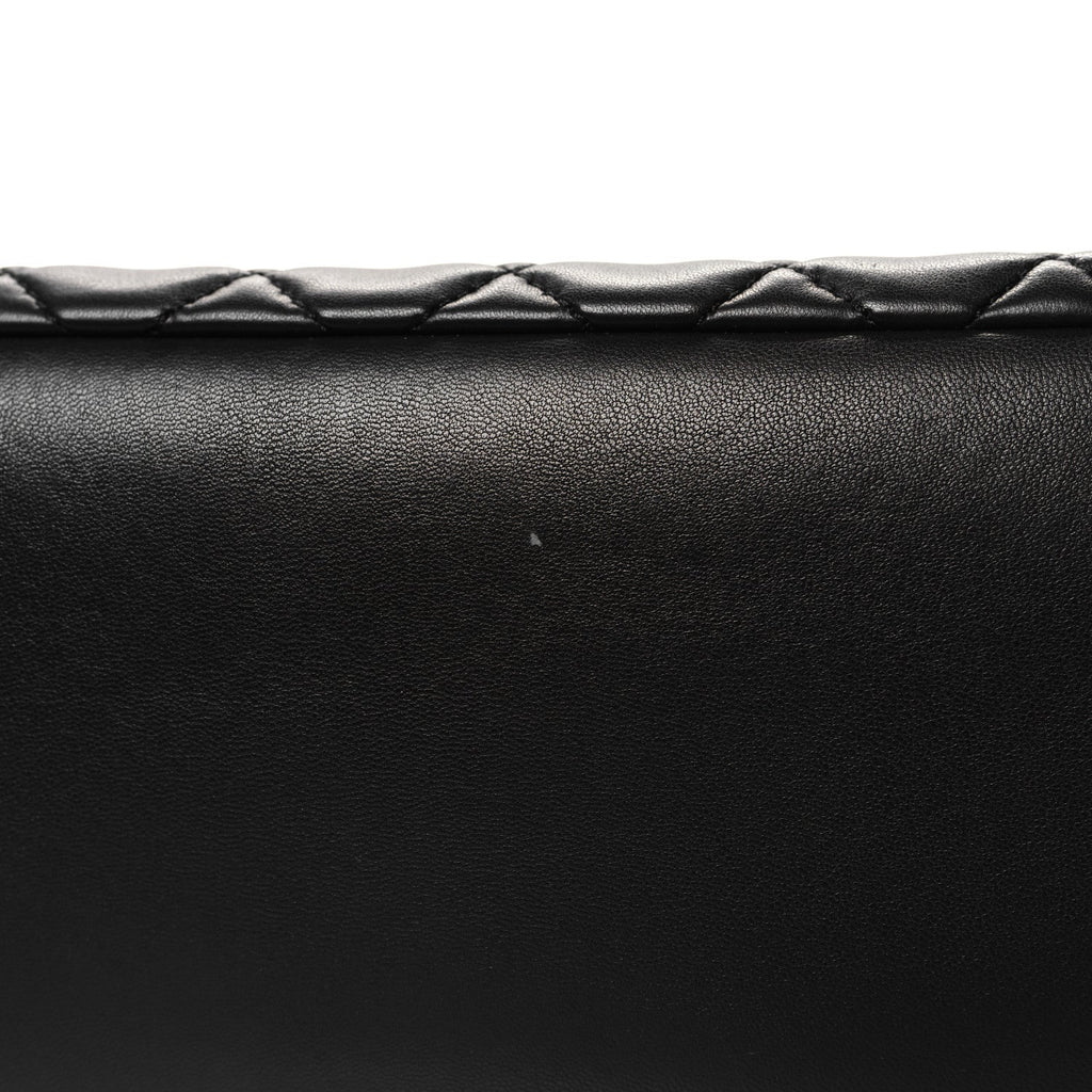 Lambskin Quilted CC Pocket Shopping Tote Black