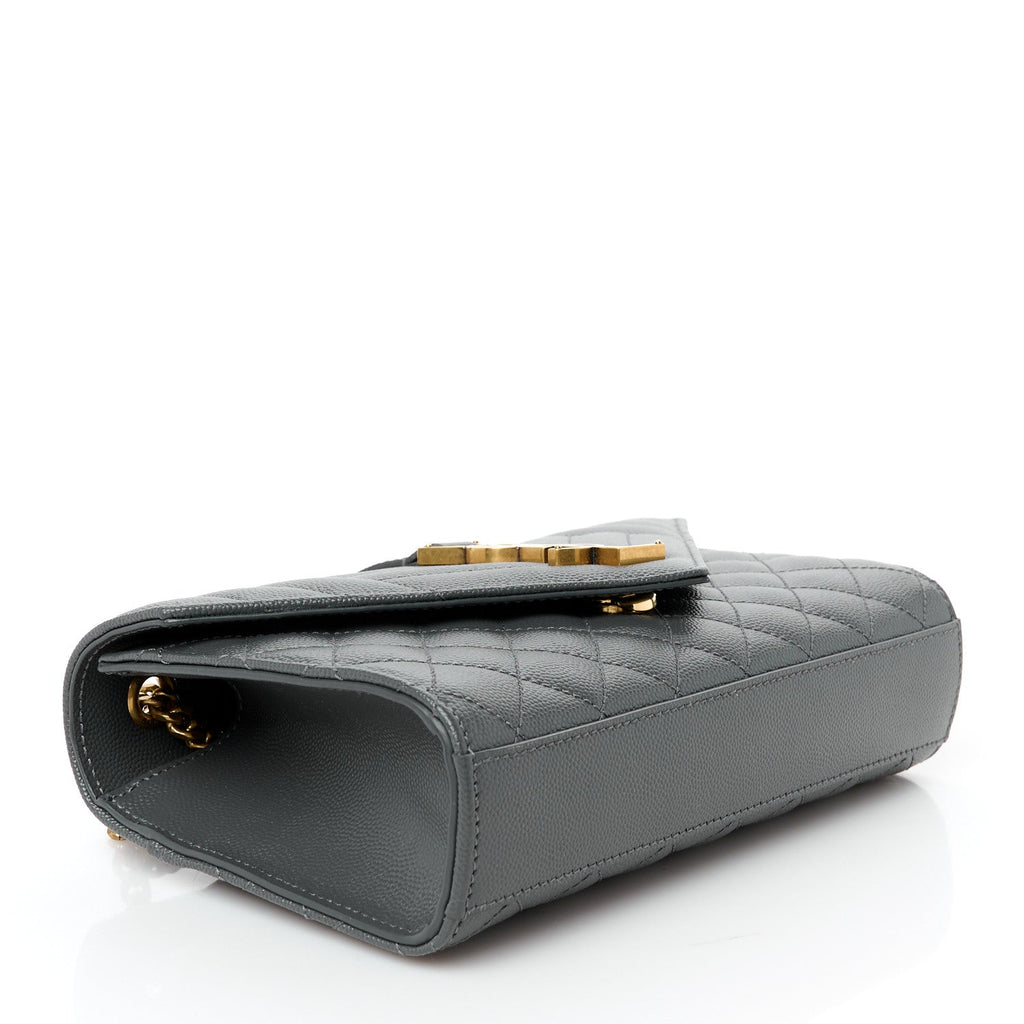 Grain De Poudre Textured Mixed Matelasse Triquilt Small Monogram Satchel Pebble